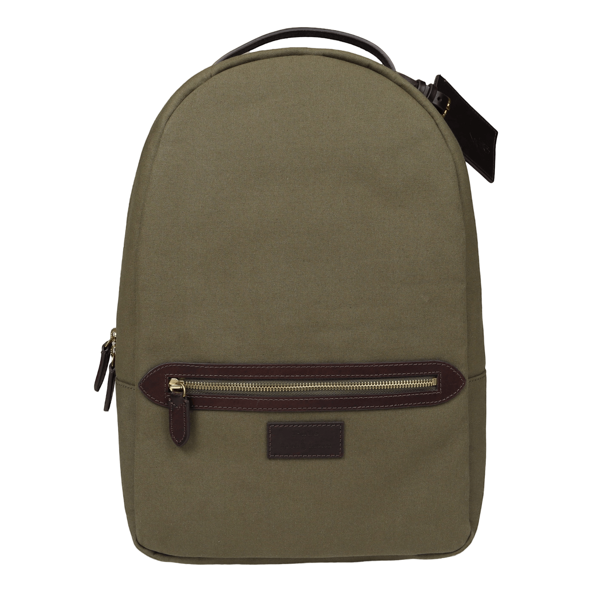 Leather-Trim Canvas Backpack Defender Green