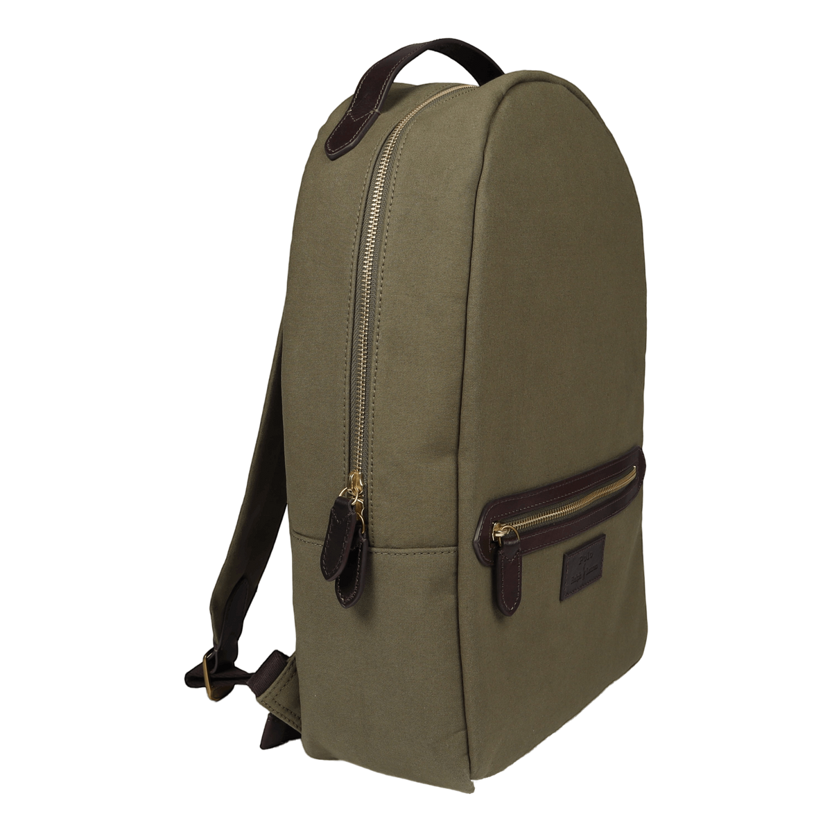 Leather-Trim Canvas Backpack Defender Green