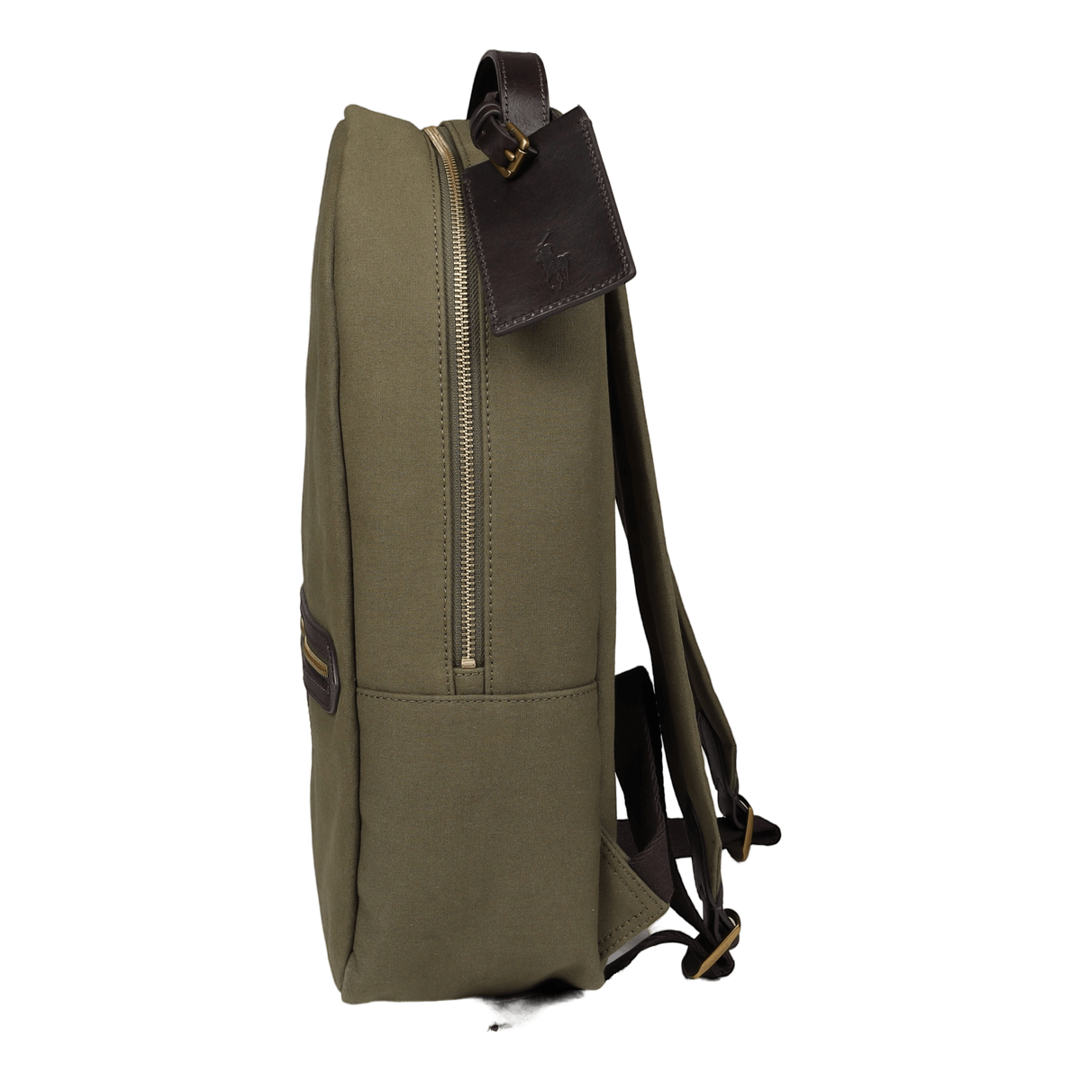 Leather-Trim Canvas Backpack Defender Green