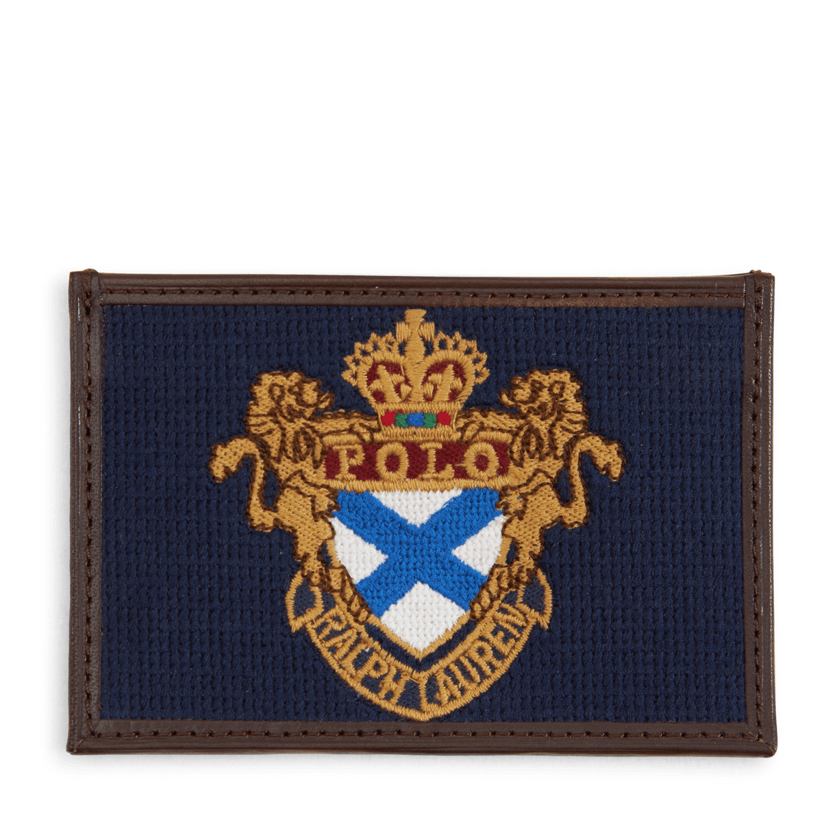 Crest Needlepoint Card Case Navy