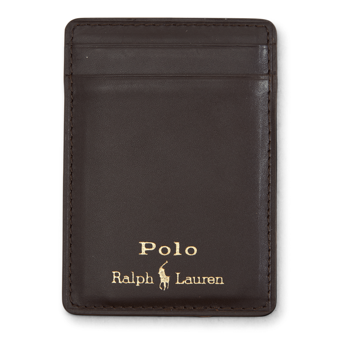 Nappa Leather Magnetic Card Case Brown