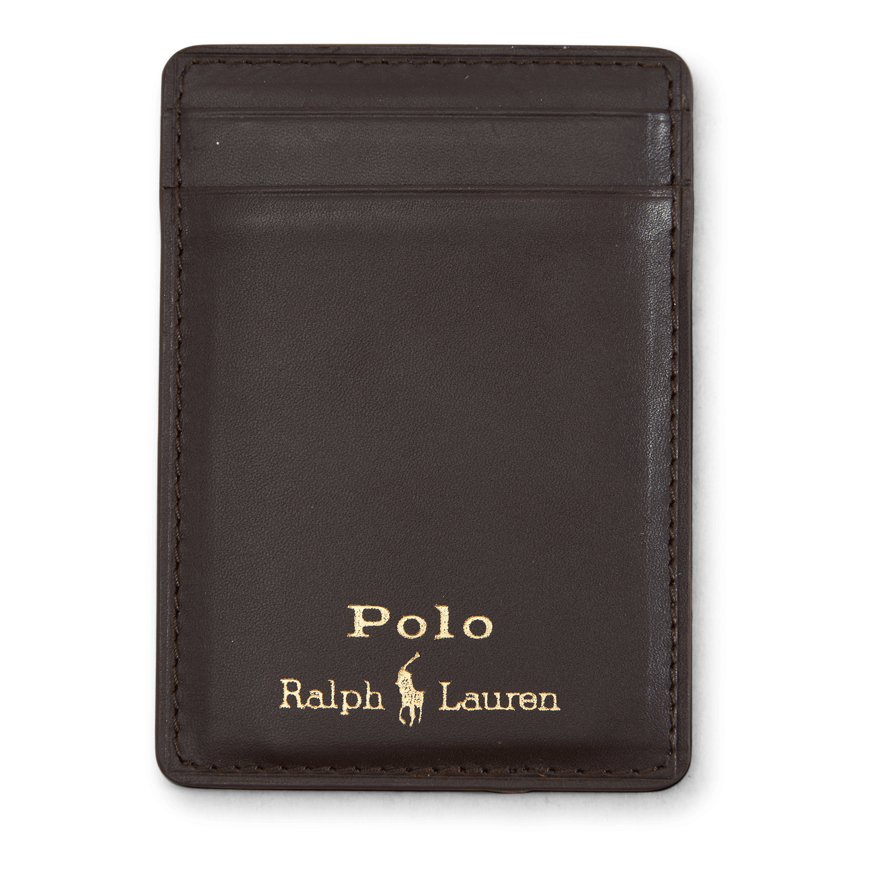 Nappa Leather Magnetic Card Case Brown