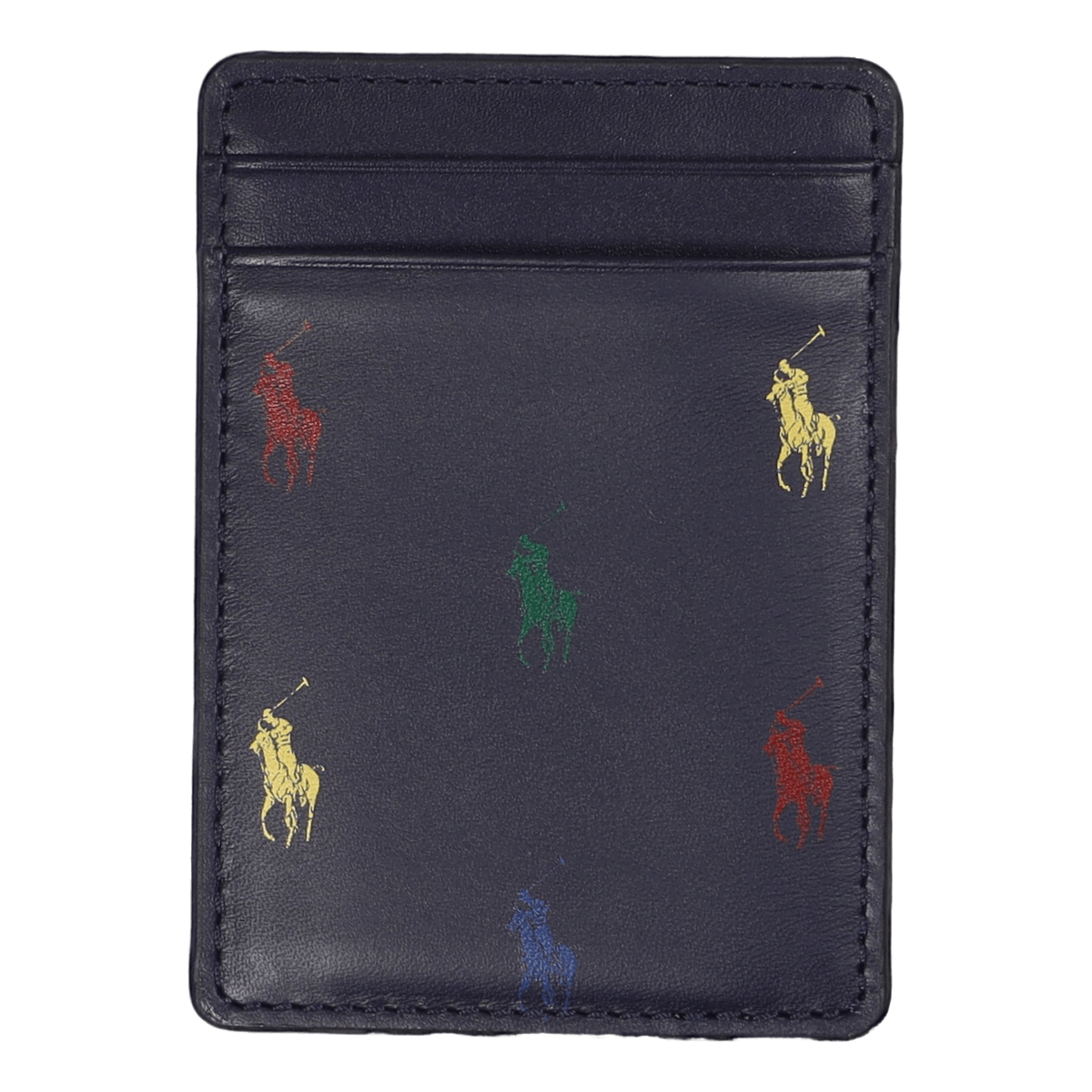 Allover Pony Leather Magnetic Card Case Navy/Multi Pony