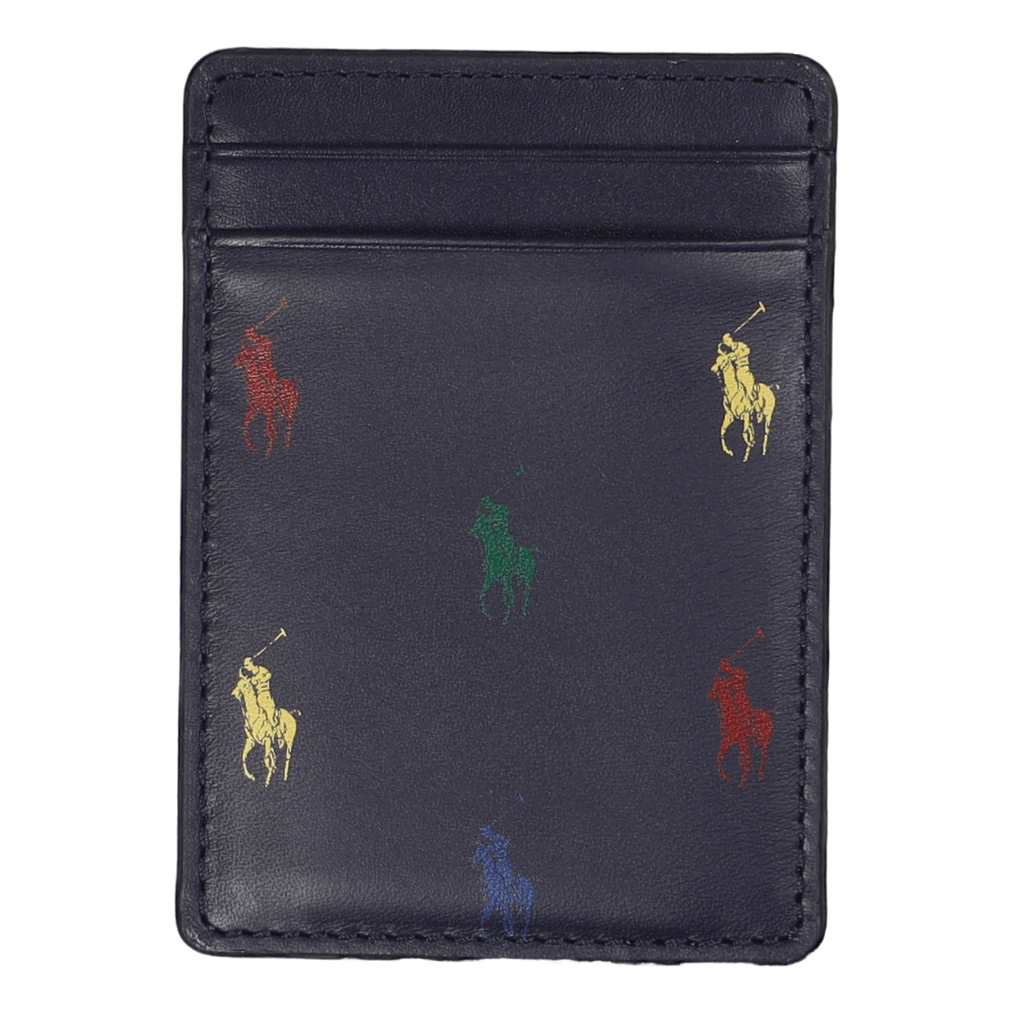 Allover Pony Leather Magnetic Card Case Navy/Multi Pony