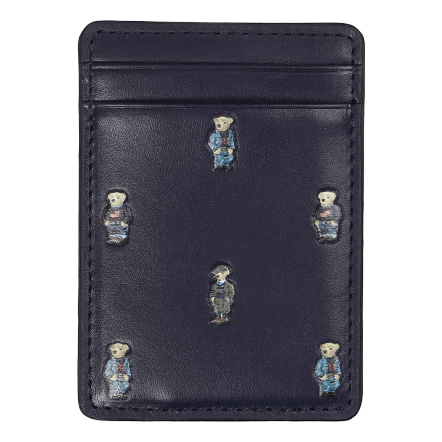 Polo Bear Leather Magnetic Card Case Navy/Multi Bear