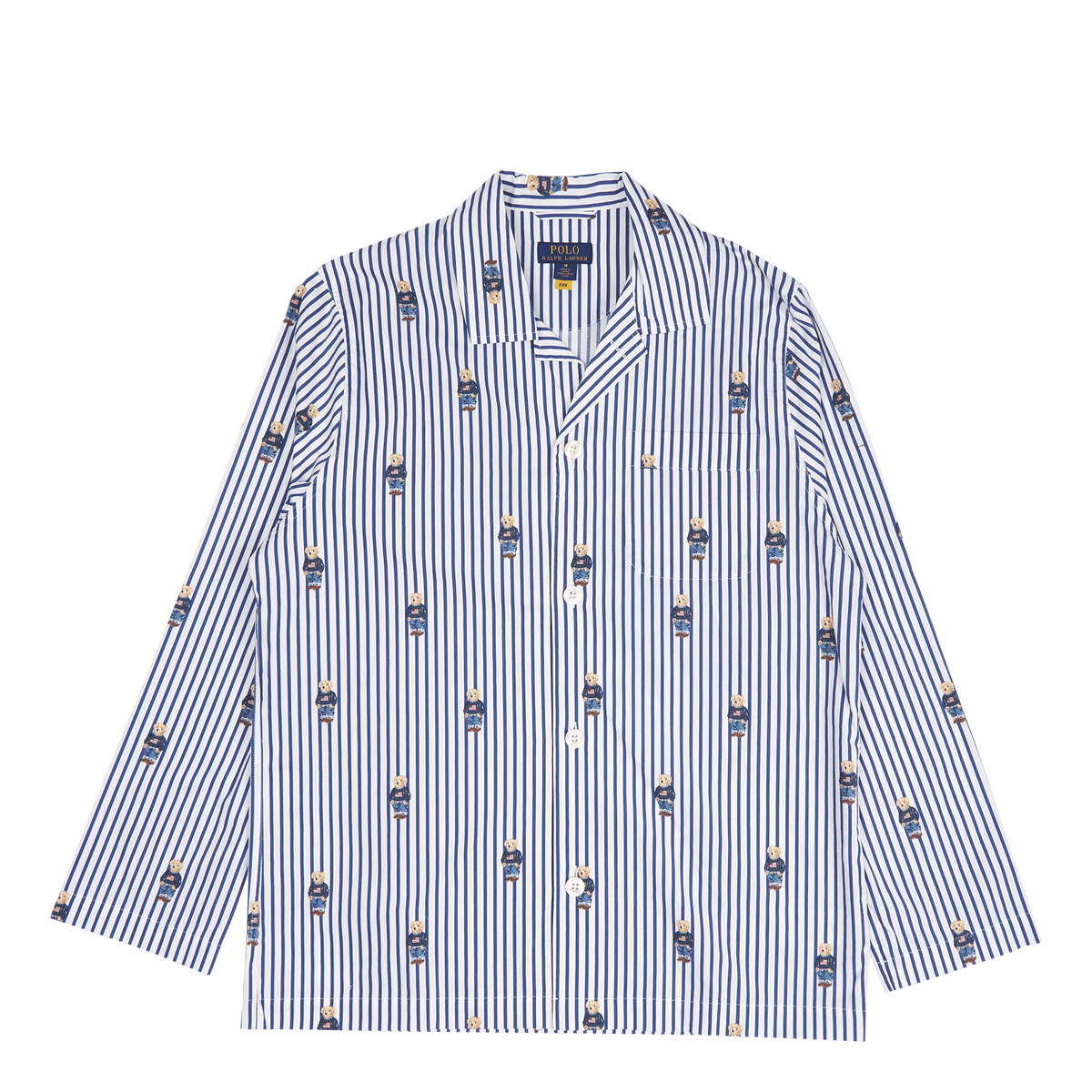Polo Bear Striped Cotton Pajama Set Blue/White Stripe