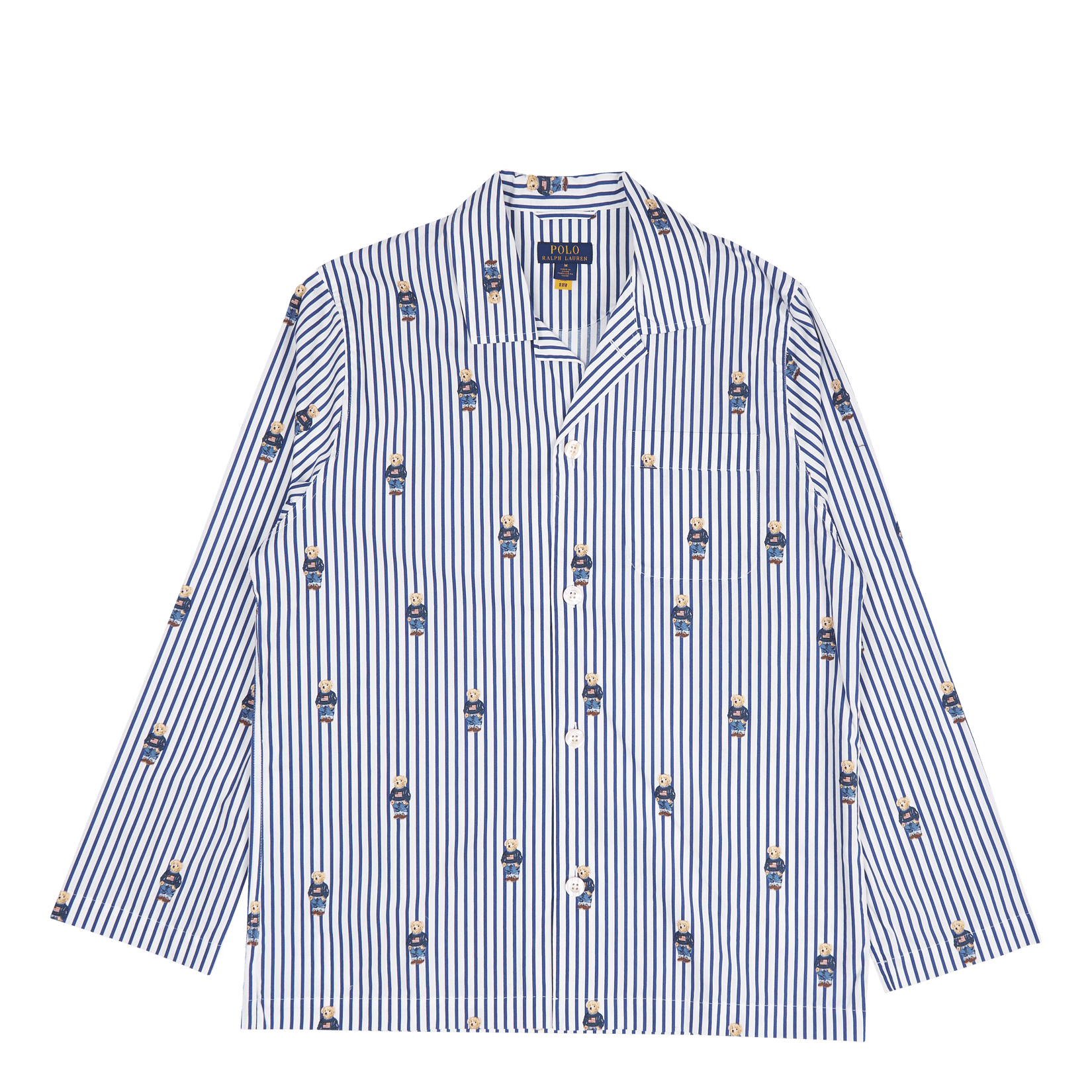 Polo Bear Striped Cotton Pajama Set Blue/White Stripe