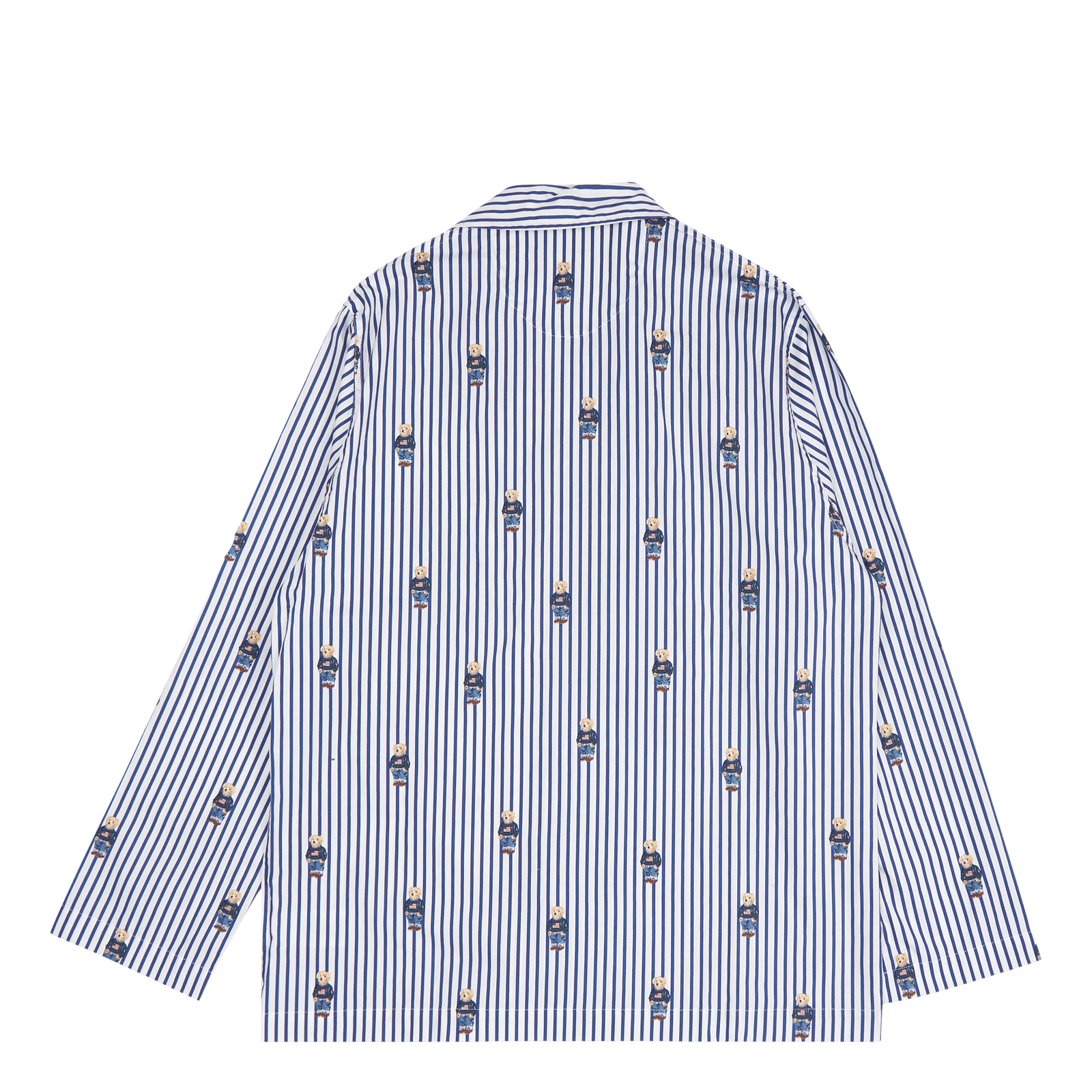 Polo Bear Striped Cotton Pajama Set Blue/White Stripe