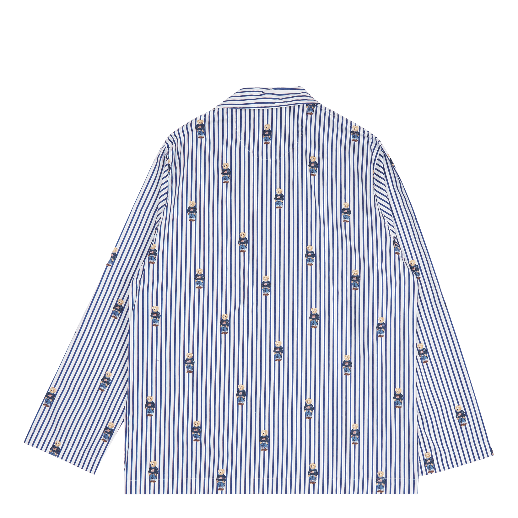 Polo Bear Striped Cotton Pajama Set Blue/White Stripe