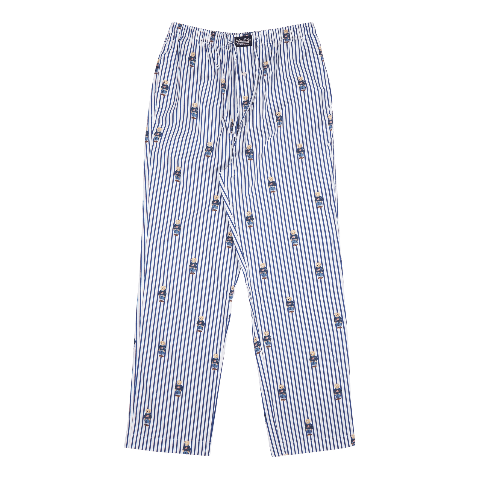 Polo Bear Striped Cotton Pajama Set Blue/White Stripe