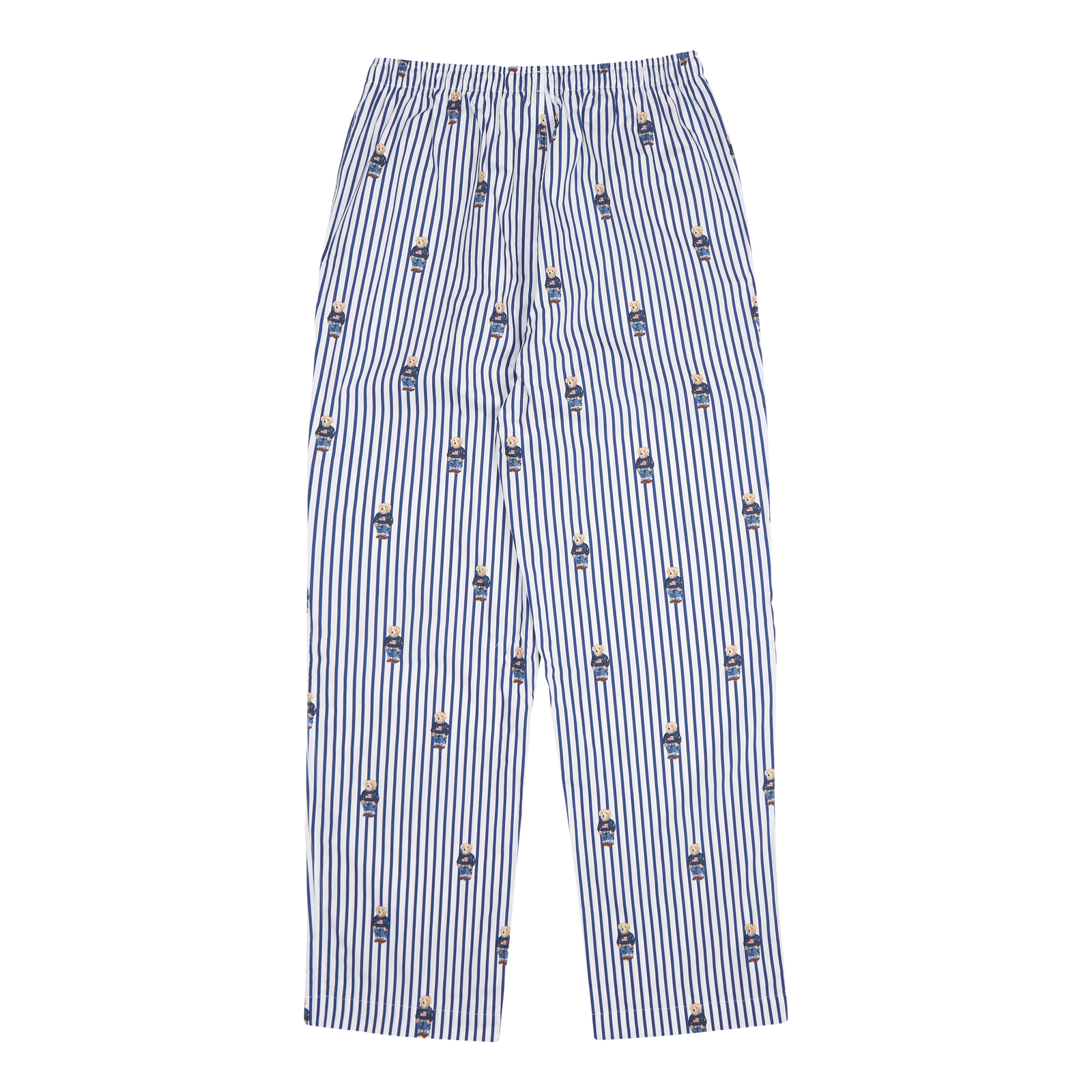 Polo Bear Striped Cotton Pajama Set Blue/White Stripe