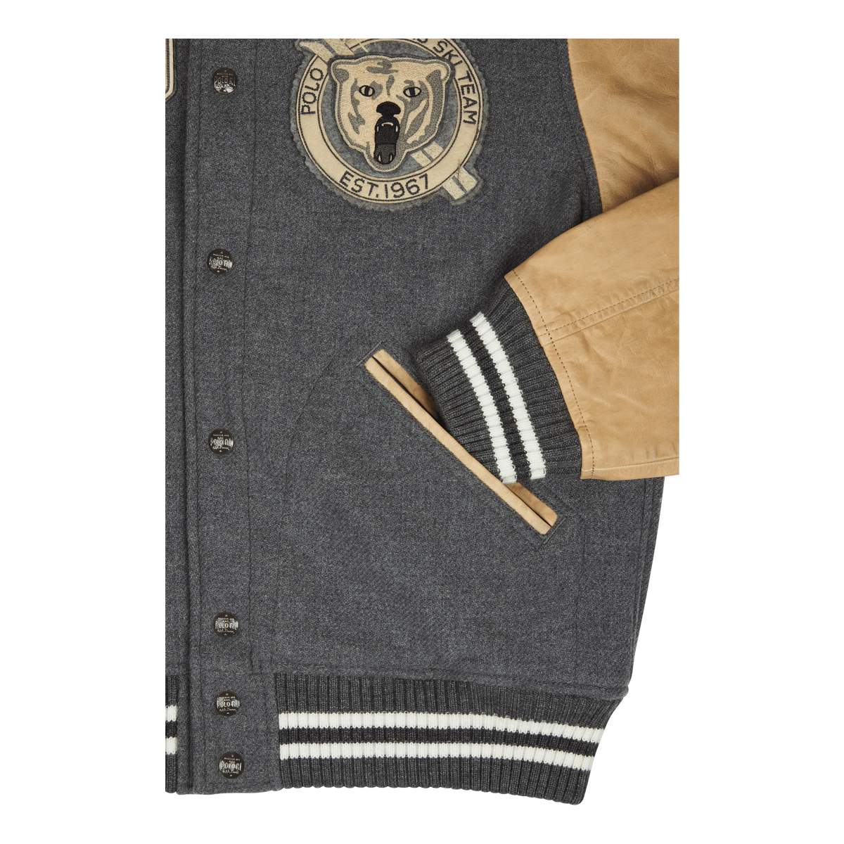 Letterman Wool Hooded Jacket Grey Heather