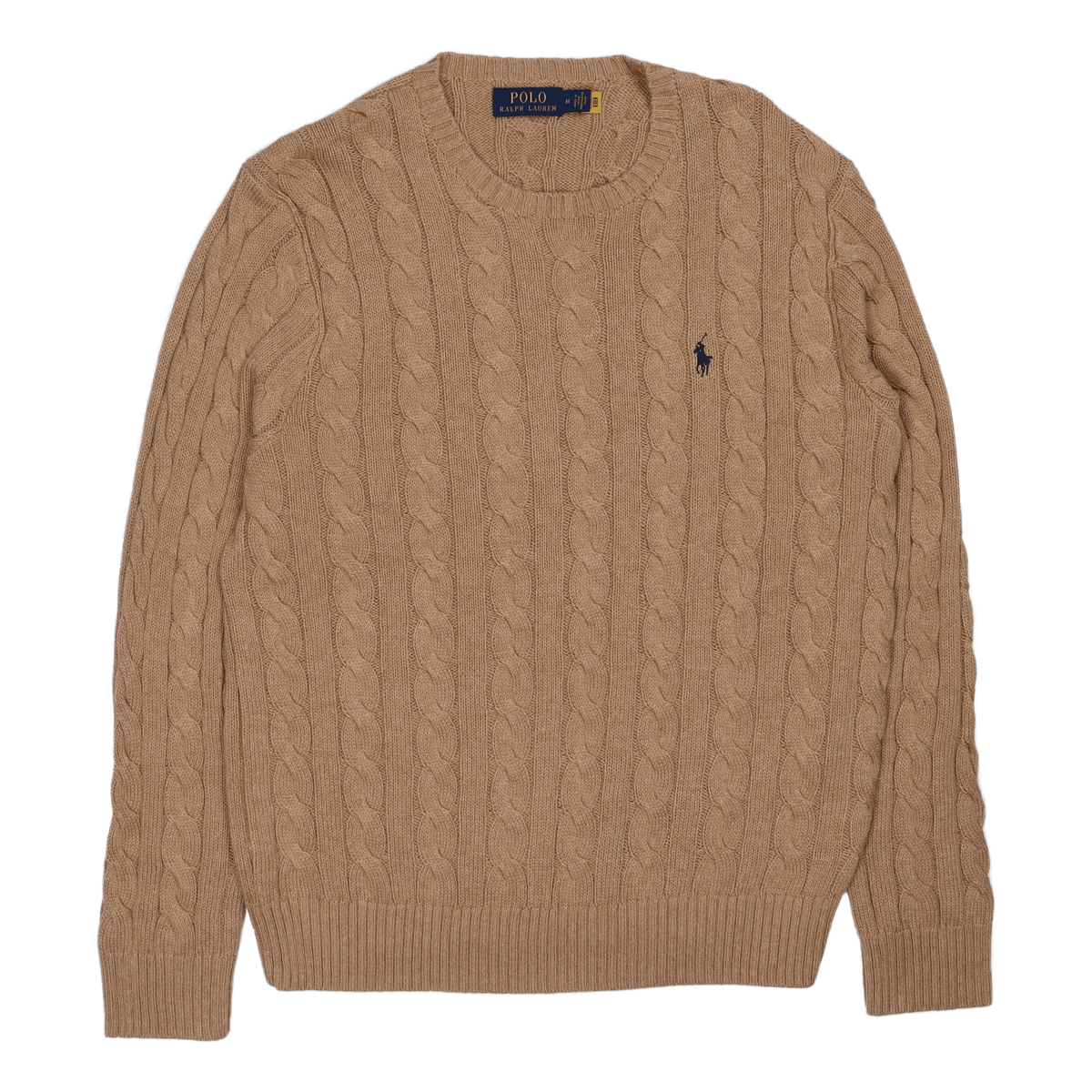 Cable-Knit Cotton Sweater Camel Melange