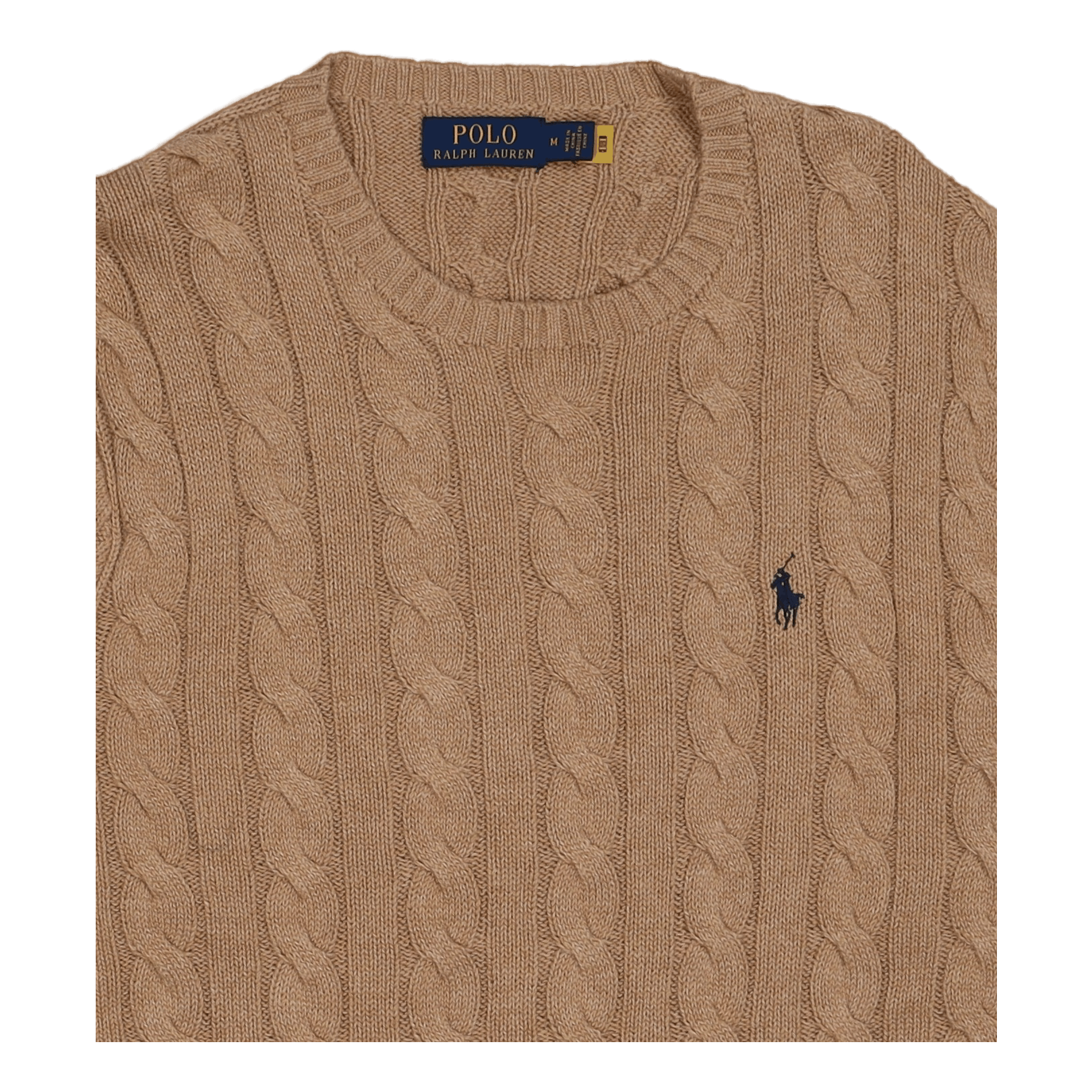Cable-Knit Cotton Sweater Camel Melange