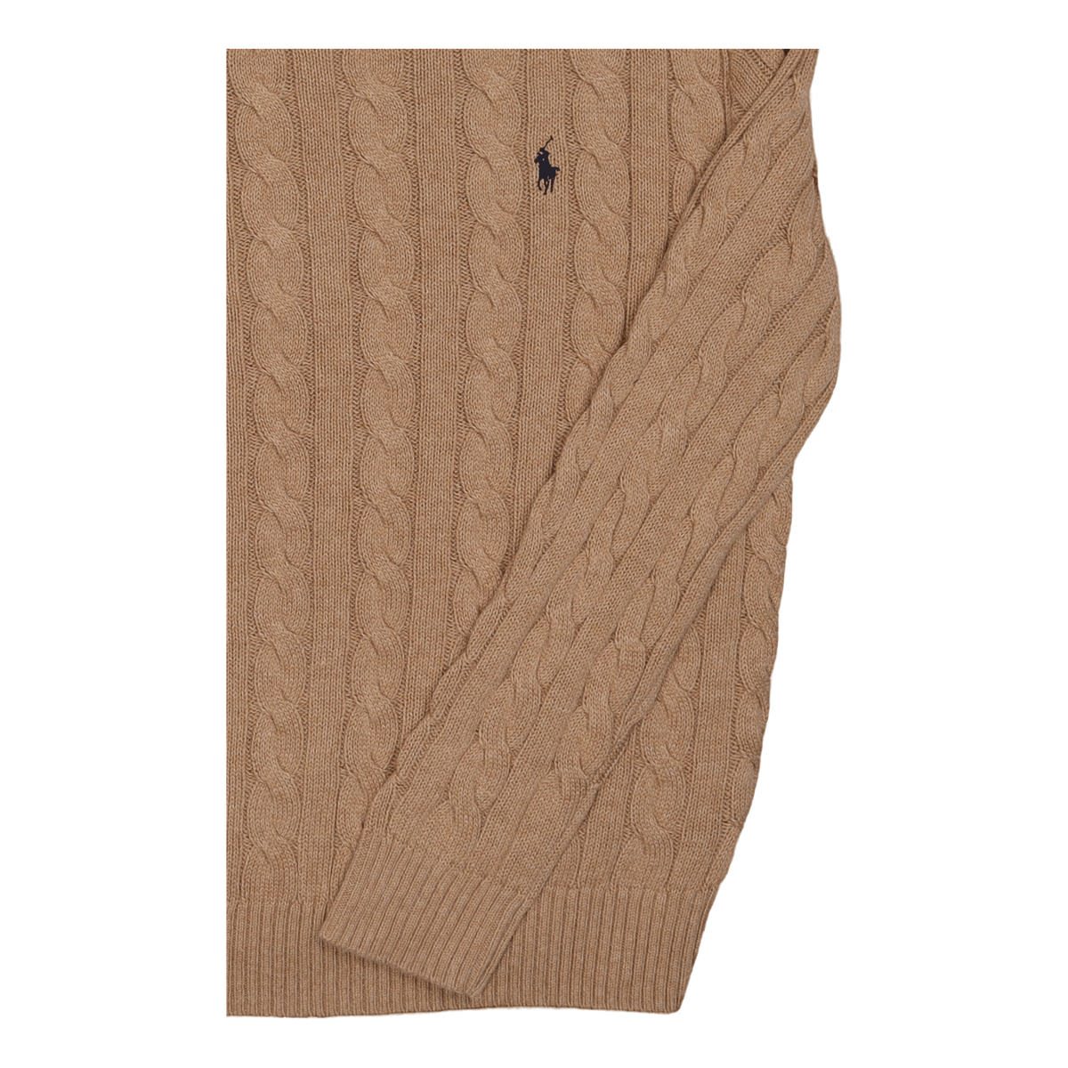 Cable-Knit Cotton Sweater Camel Melange