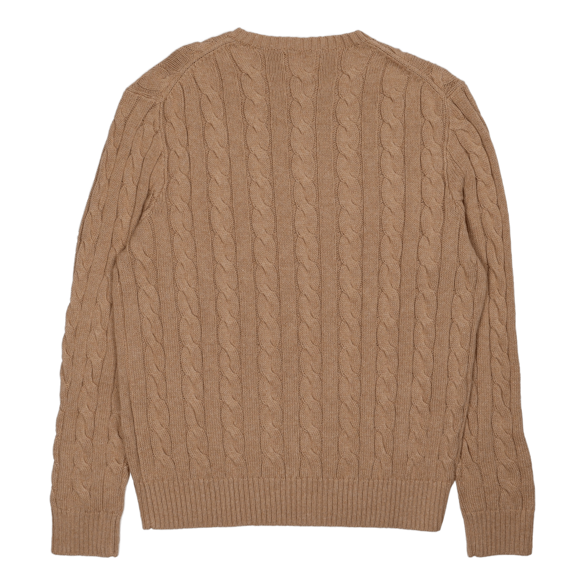 Cable-Knit Cotton Sweater Camel Melange