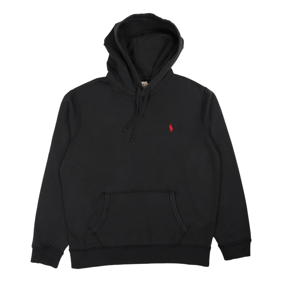 Garment-Dyed Fleece Hoodie Polo Black