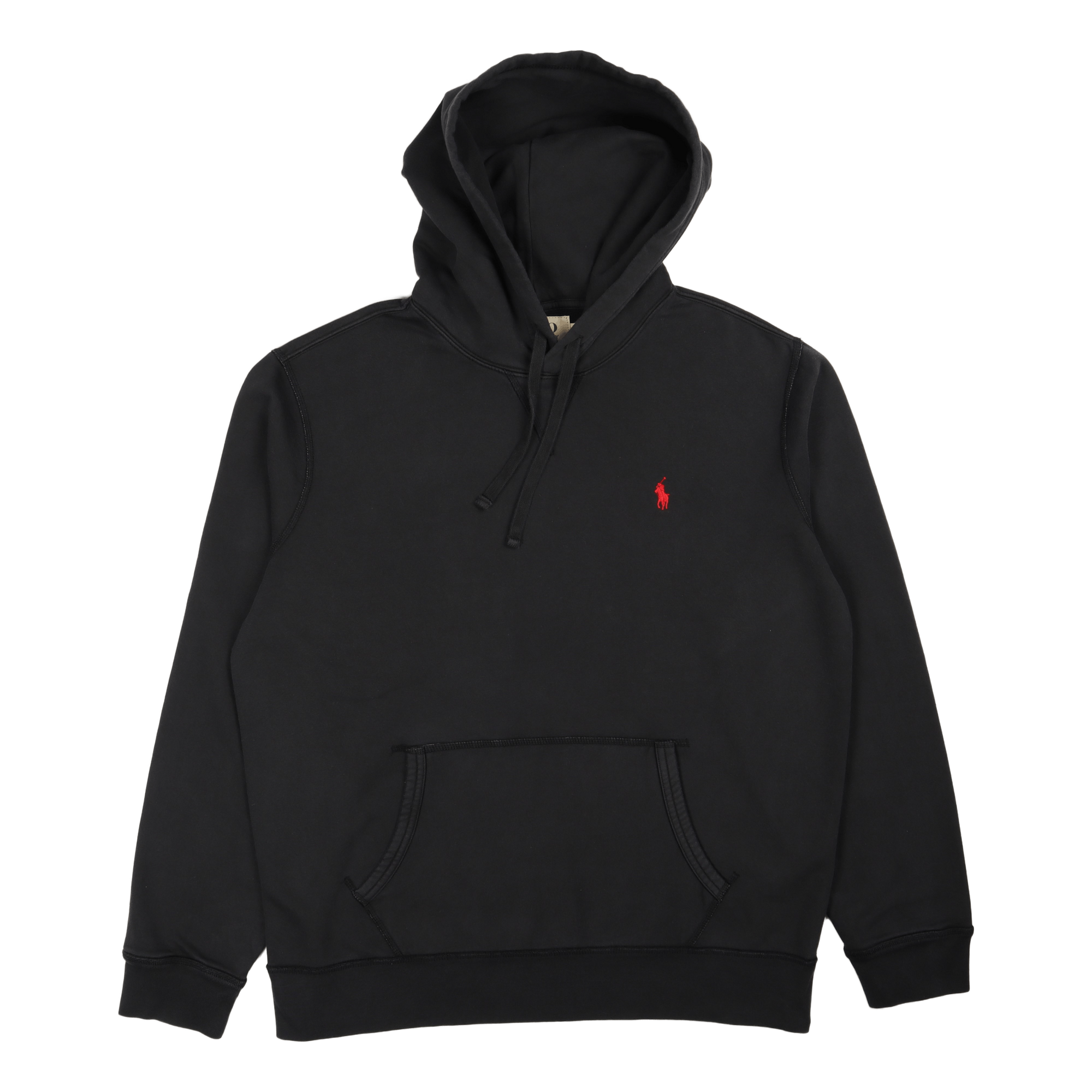 Garment-Dyed Fleece Hoodie Polo Black