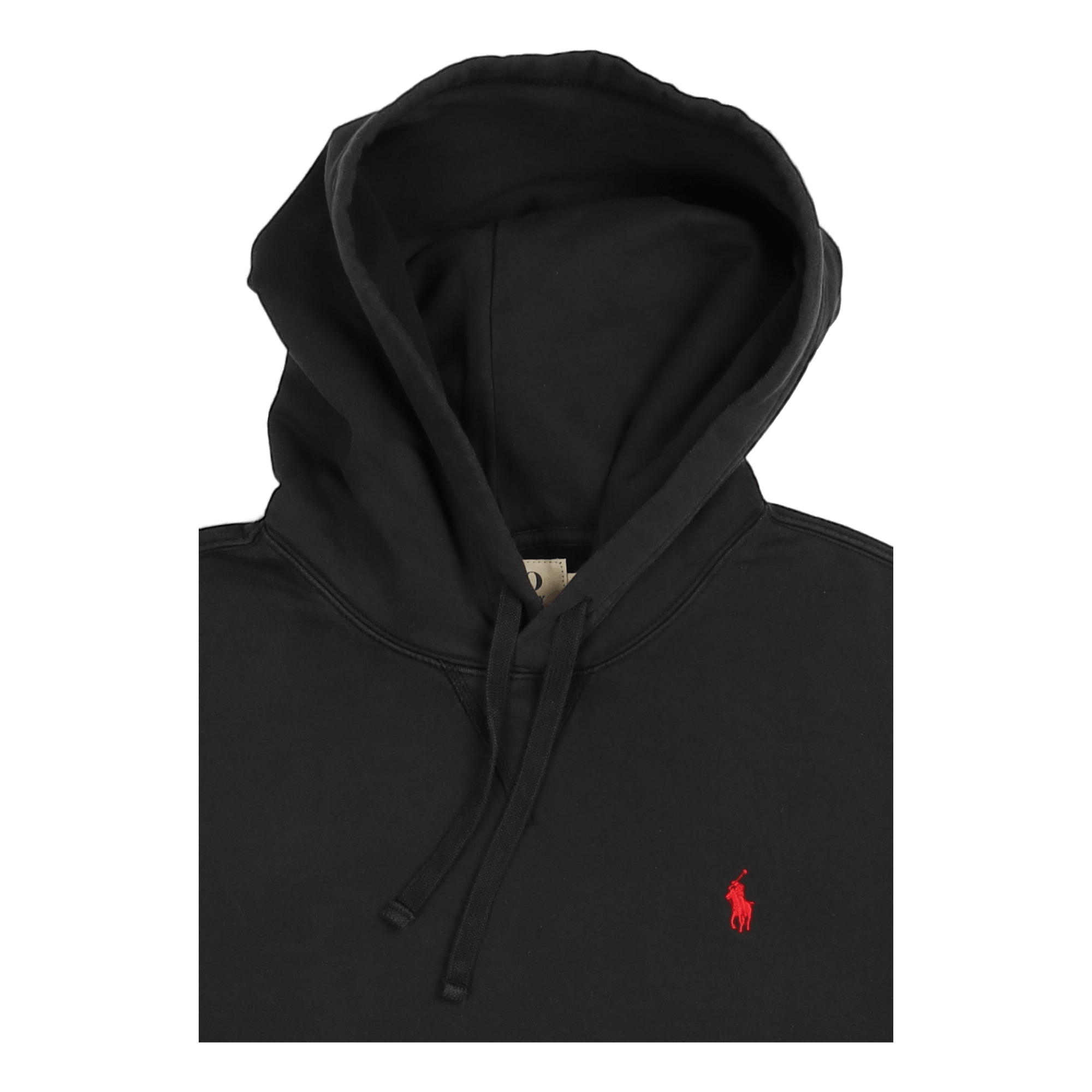 Garment-Dyed Fleece Hoodie Polo Black