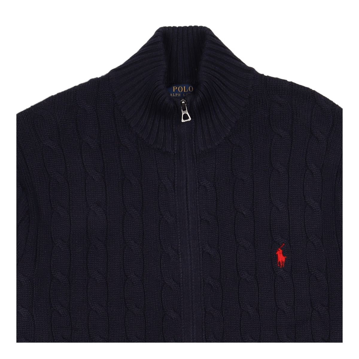 Cable-Knit Cotton Full-Zip Sweater Hunter Navy