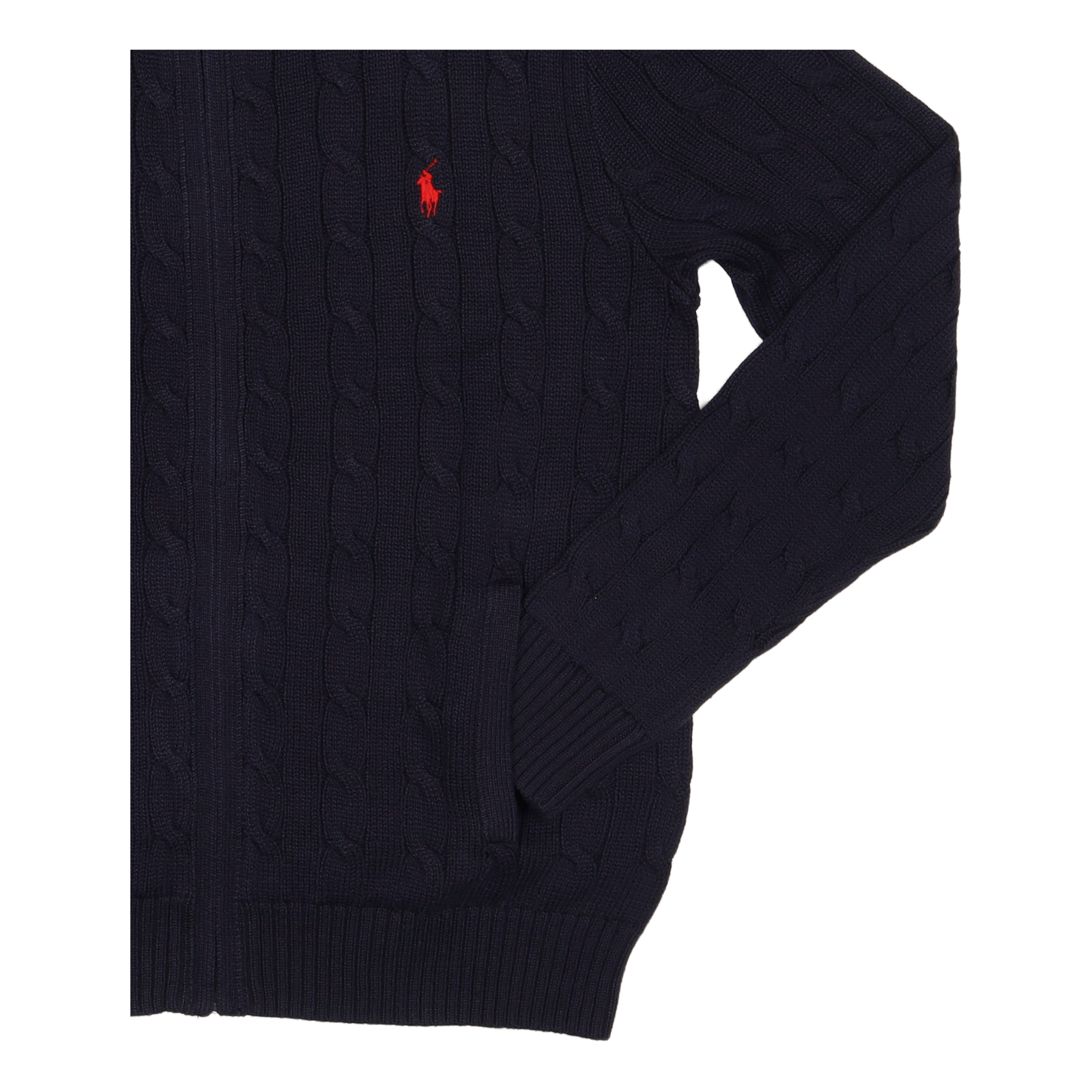 Cable-Knit Cotton Full-Zip Sweater Hunter Navy