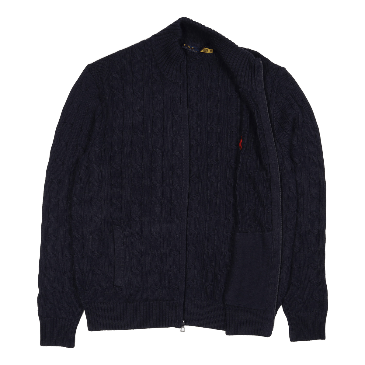 Cable-Knit Cotton Full-Zip Sweater Hunter Navy