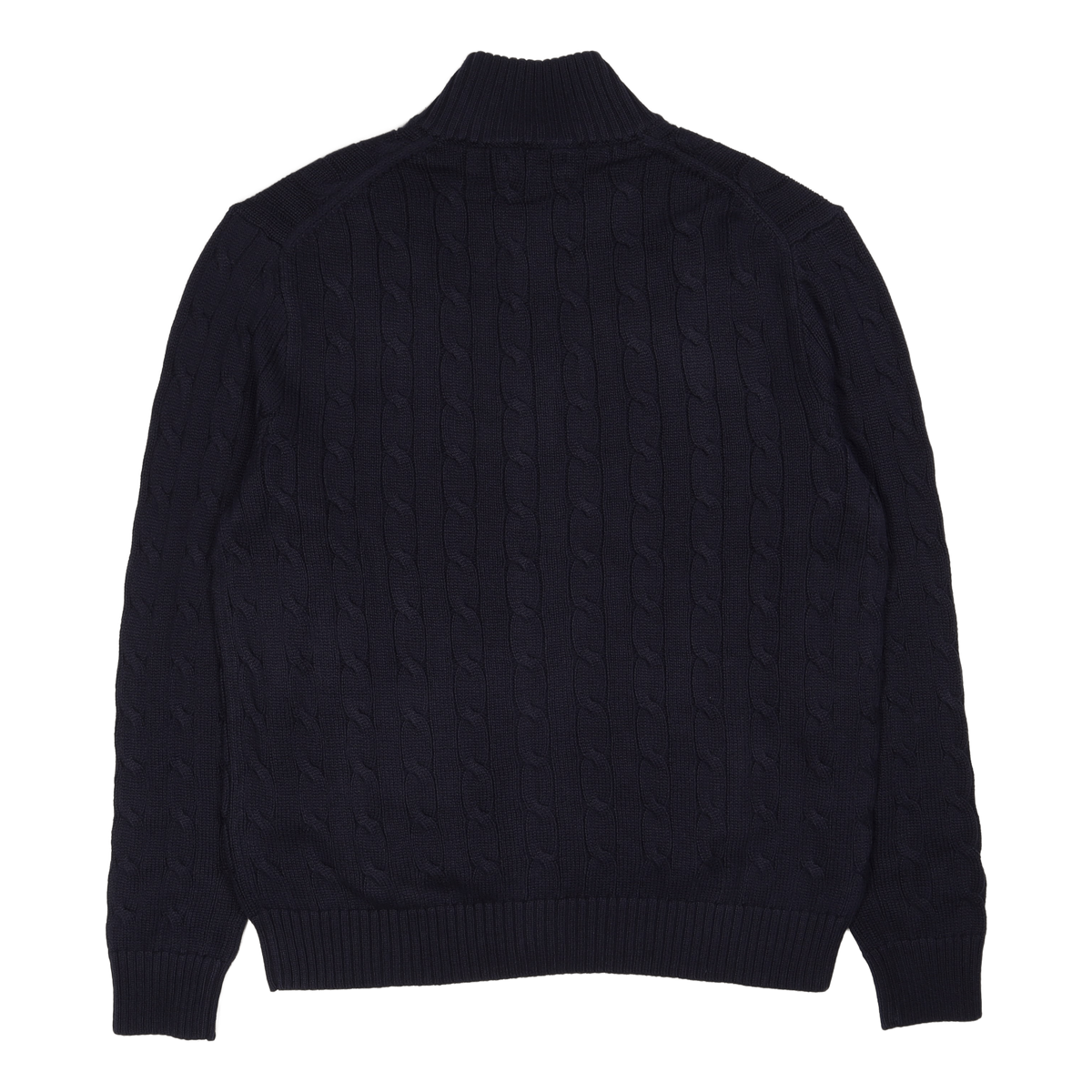Cable-Knit Cotton Full-Zip Sweater Hunter Navy
