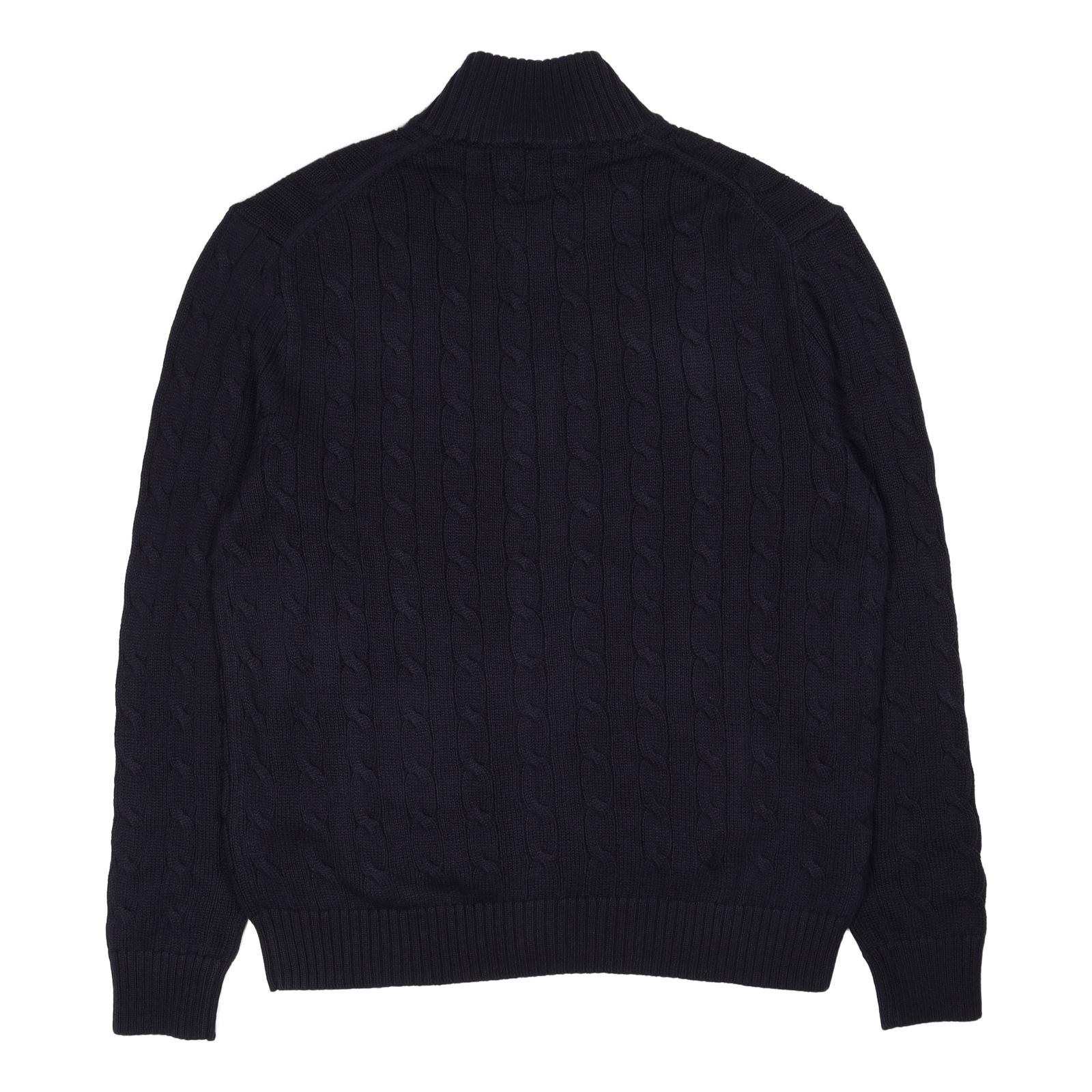 Cable-Knit Cotton Full-Zip Sweater Hunter Navy