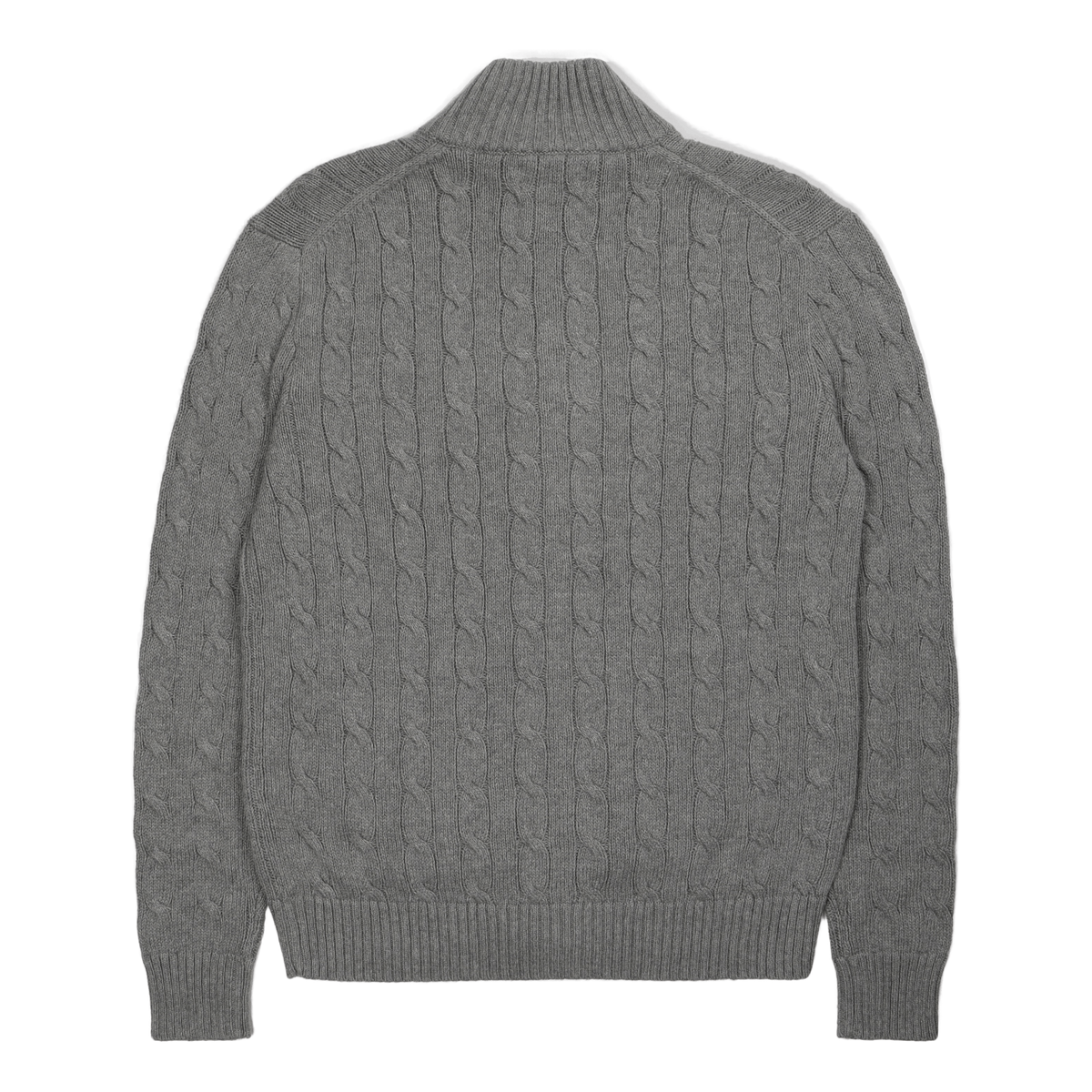 Cable-Knit Cotton Full-Zip Sweater Fawn Grey Heather