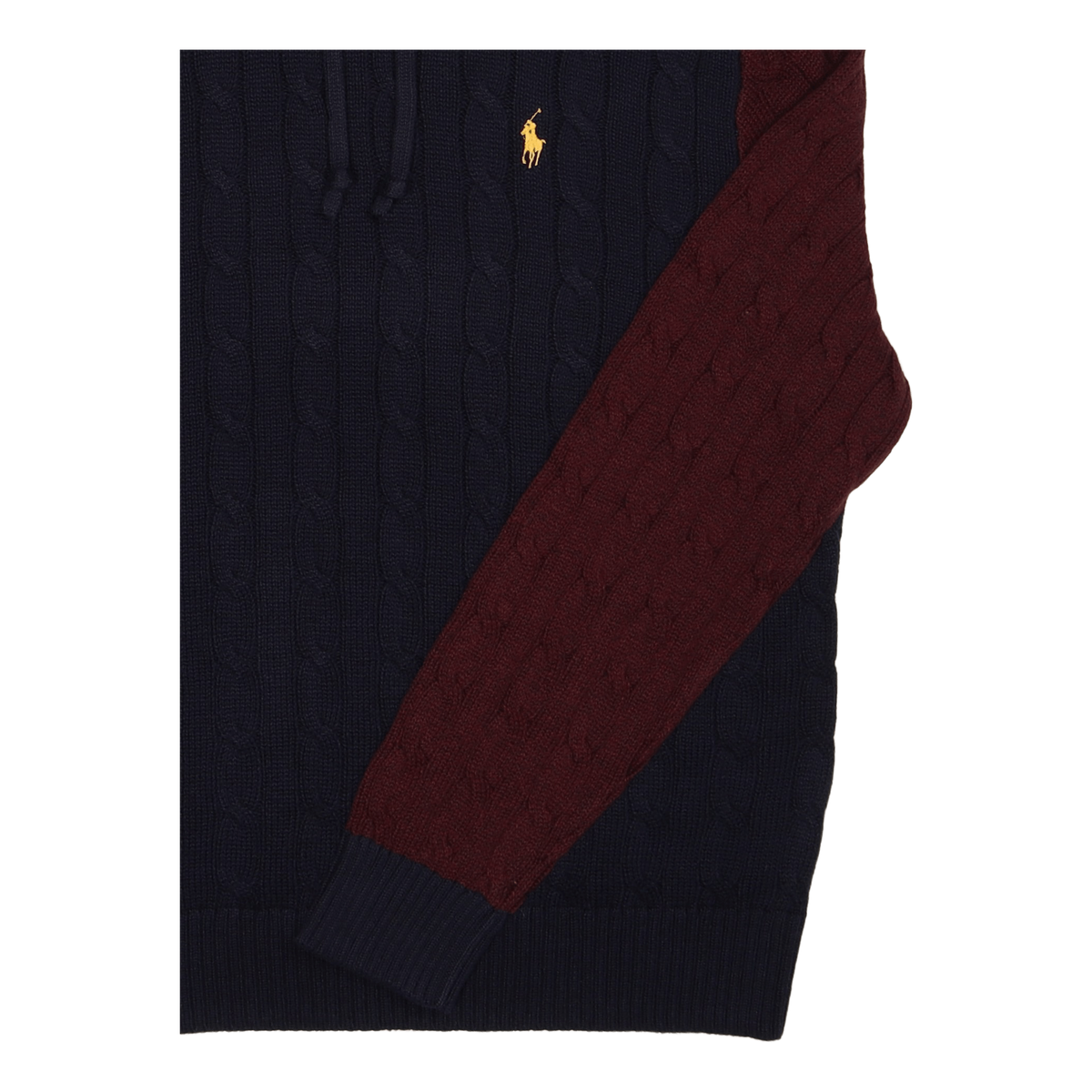 Color-Blocked Cable-Knit Cotton Sweater Hunter Navy Combo