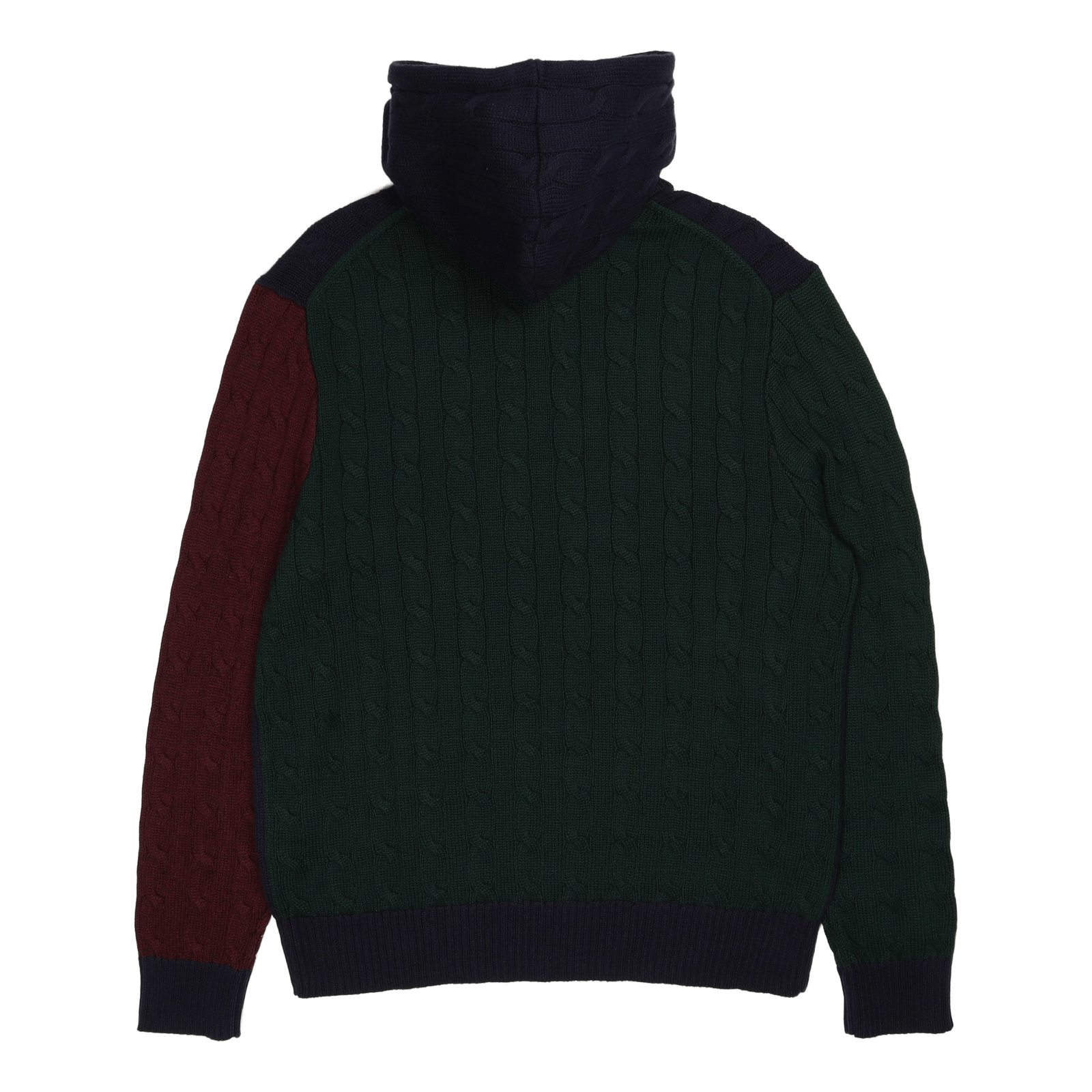 Color-Blocked Cable-Knit Cotton Sweater Hunter Navy Combo