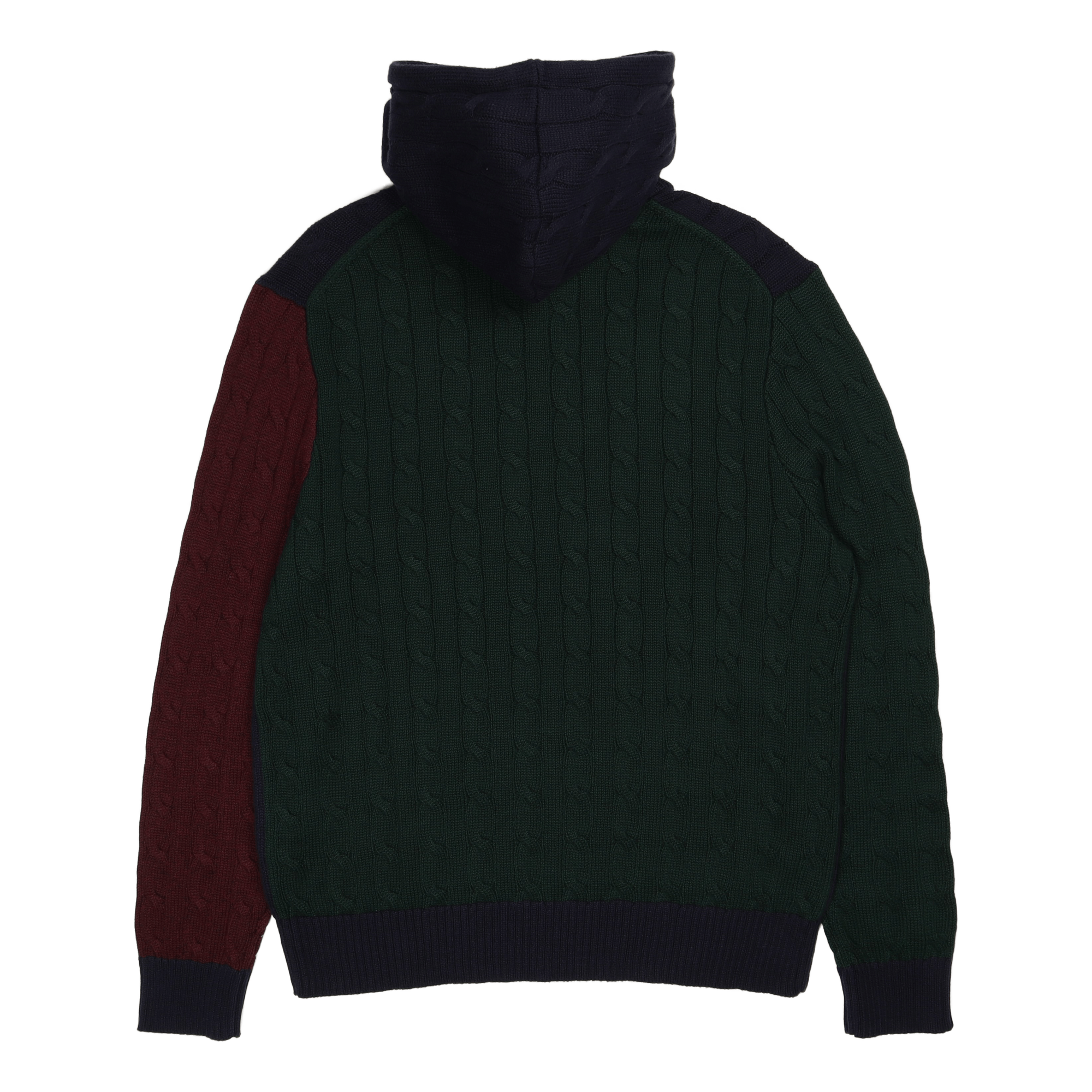 Color-Blocked Cable-Knit Cotton Sweater Hunter Navy Combo