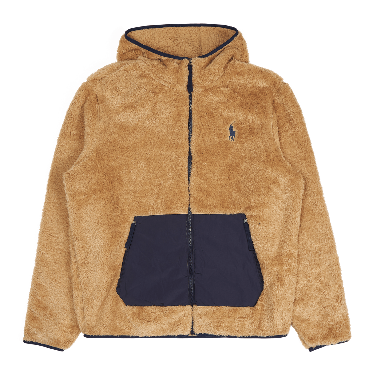 Pile Fleece Full-Zip Hoodie Vintage Khaki/Newport Navy