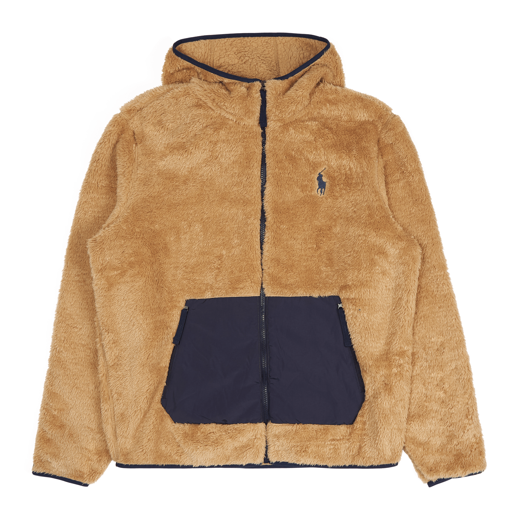 Pile Fleece Full-Zip Hoodie Vintage Khaki/Newport Navy