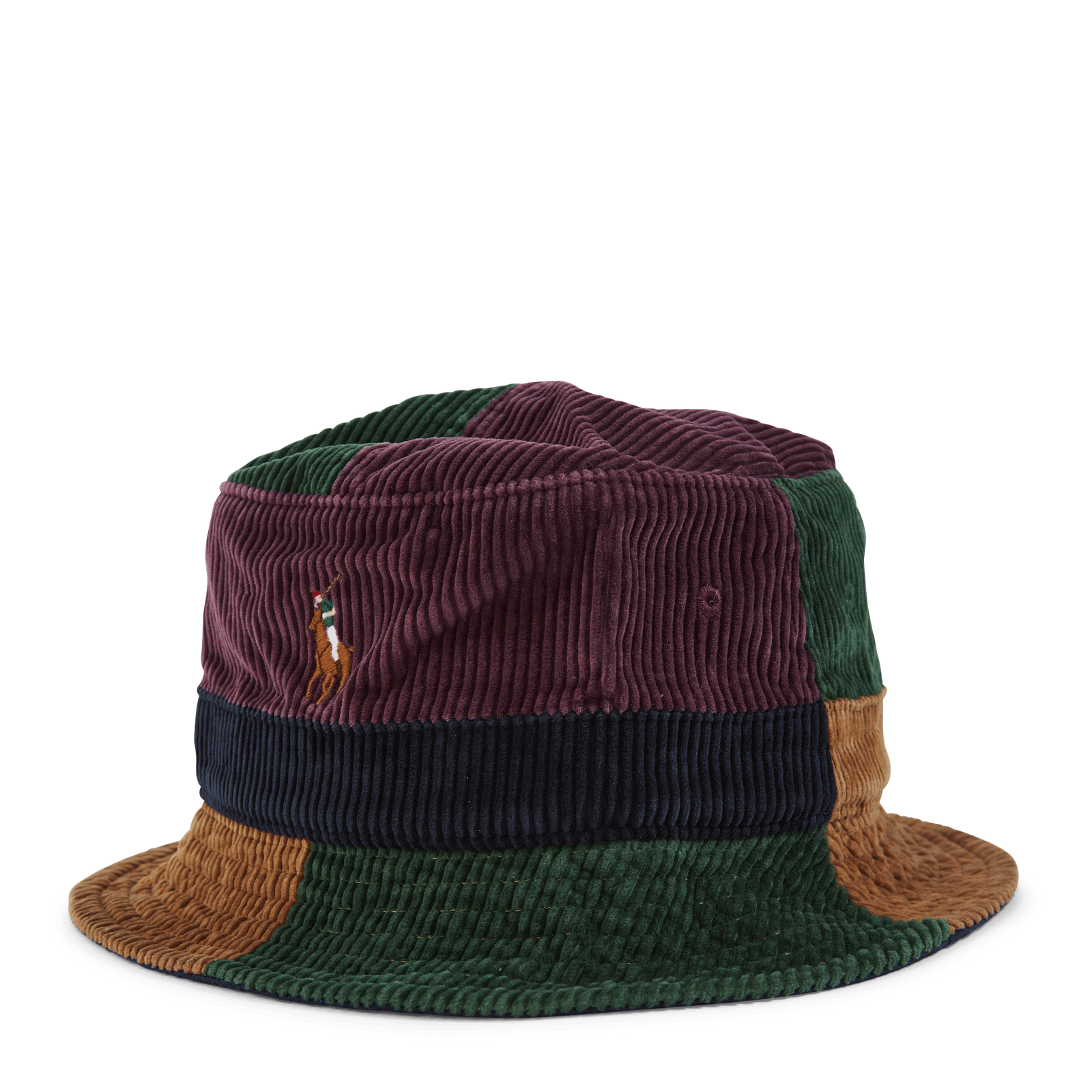 Color-Blocked Corduroy Bucket Hat Dsty Lilac/Mdw Grn/Gldn Brn