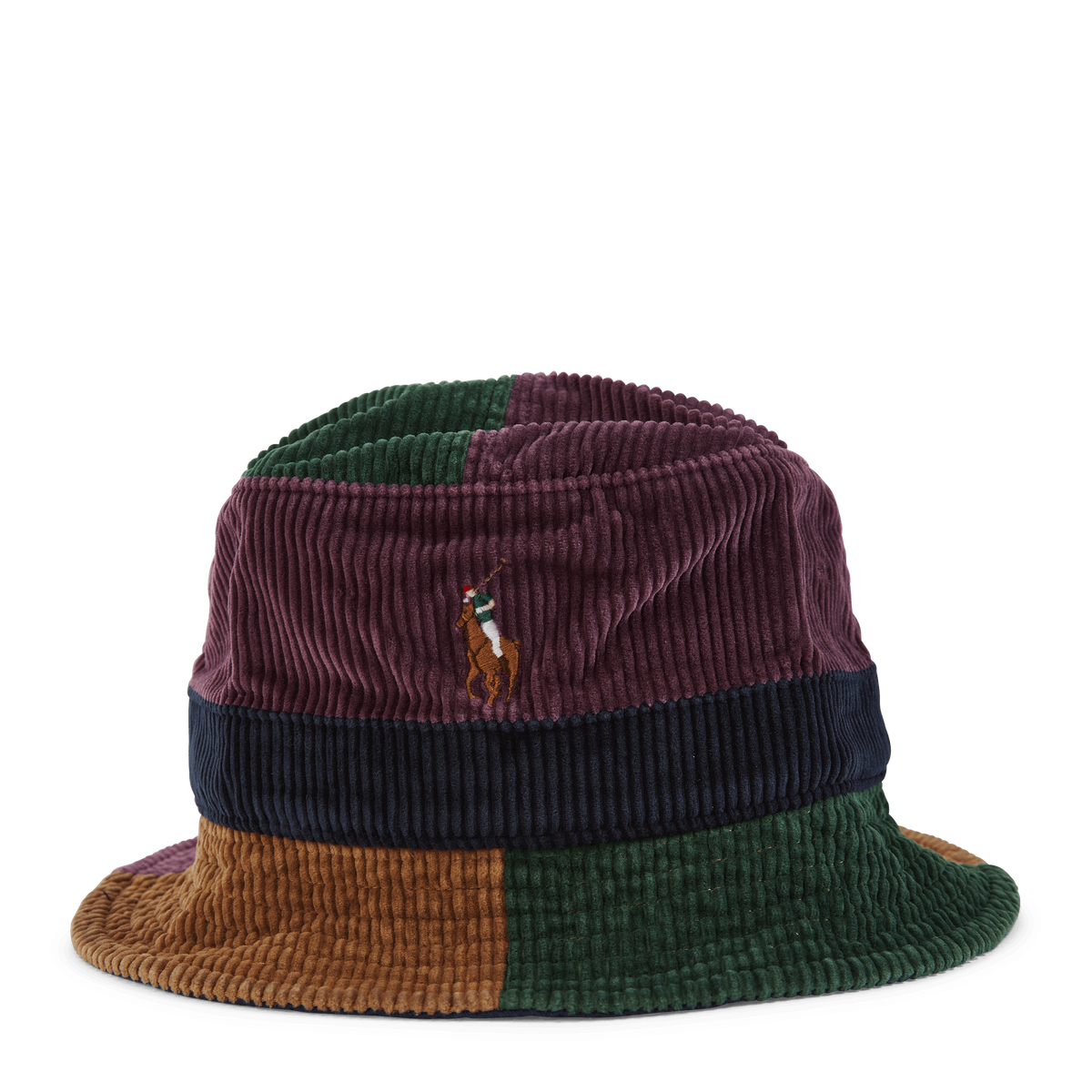 Color-Blocked Corduroy Bucket Hat Dsty Lilac/Mdw Grn/Gldn Brn
