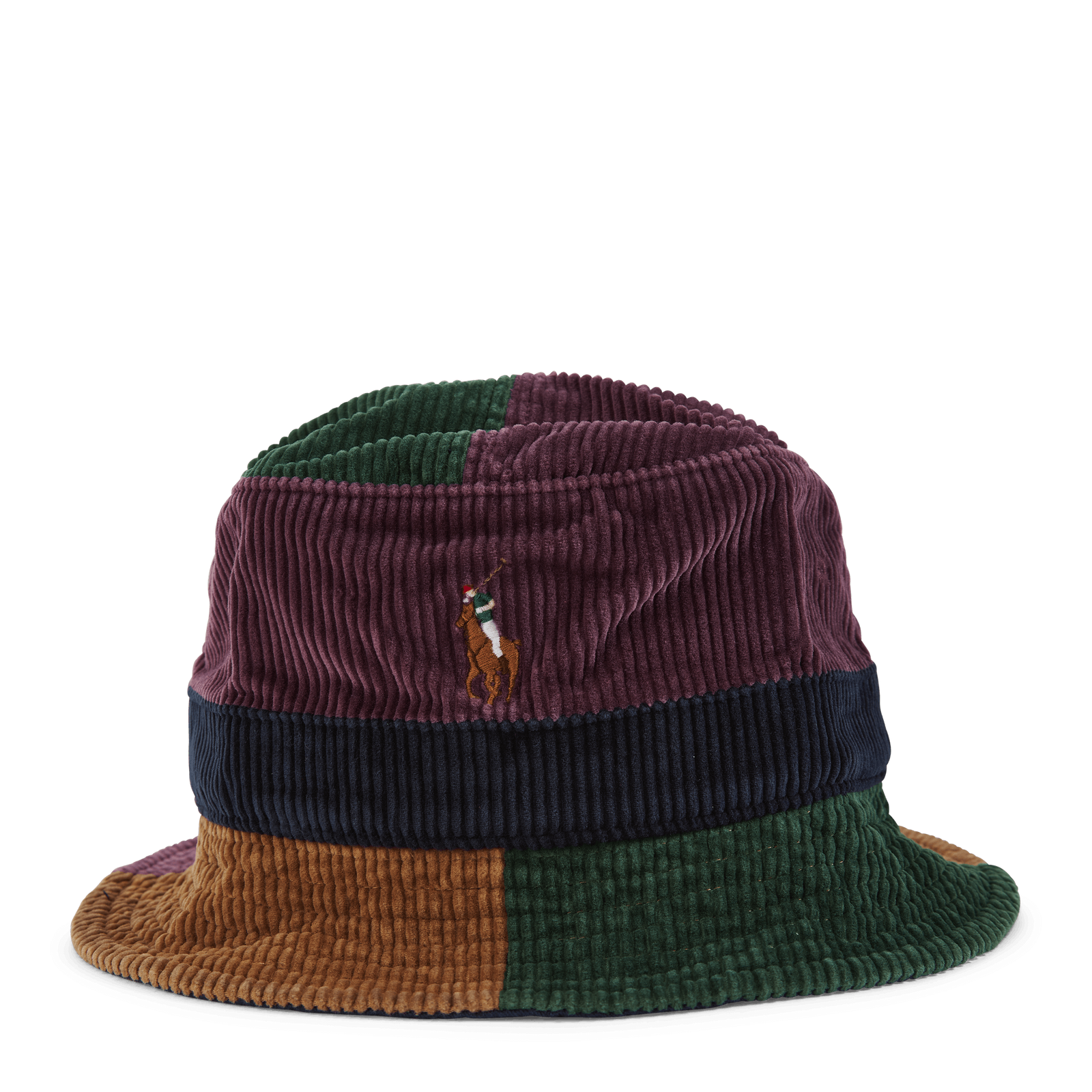 Color-Blocked Corduroy Bucket Hat Dsty Lilac/Mdw Grn/Gldn Brn