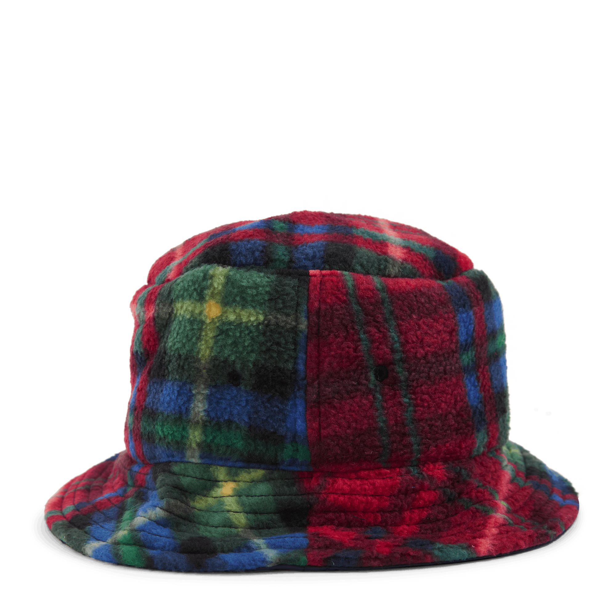 Plaid Fleece Bucket Hat Royal Crimson Plaid