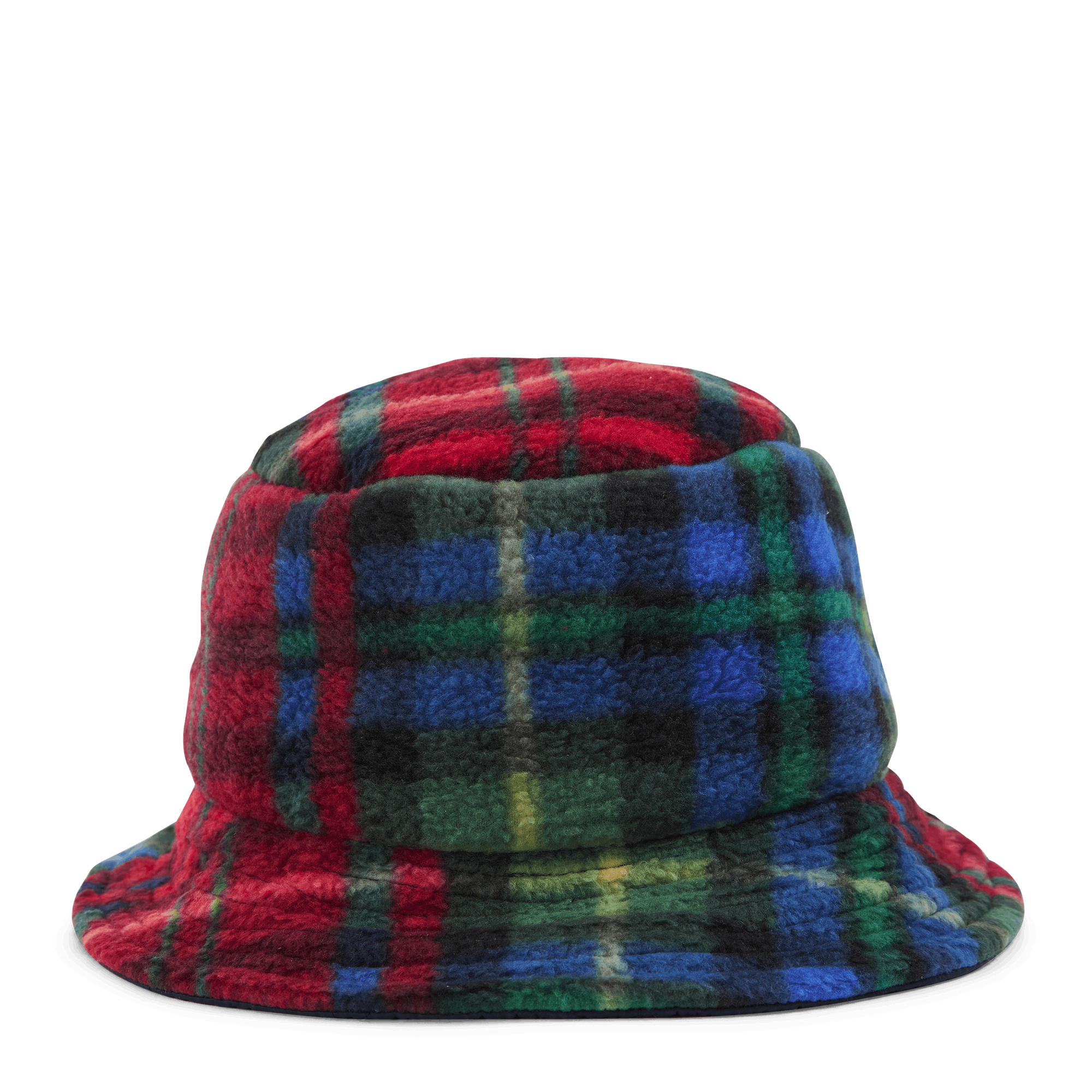 Plaid Fleece Bucket Hat Royal Crimson Plaid