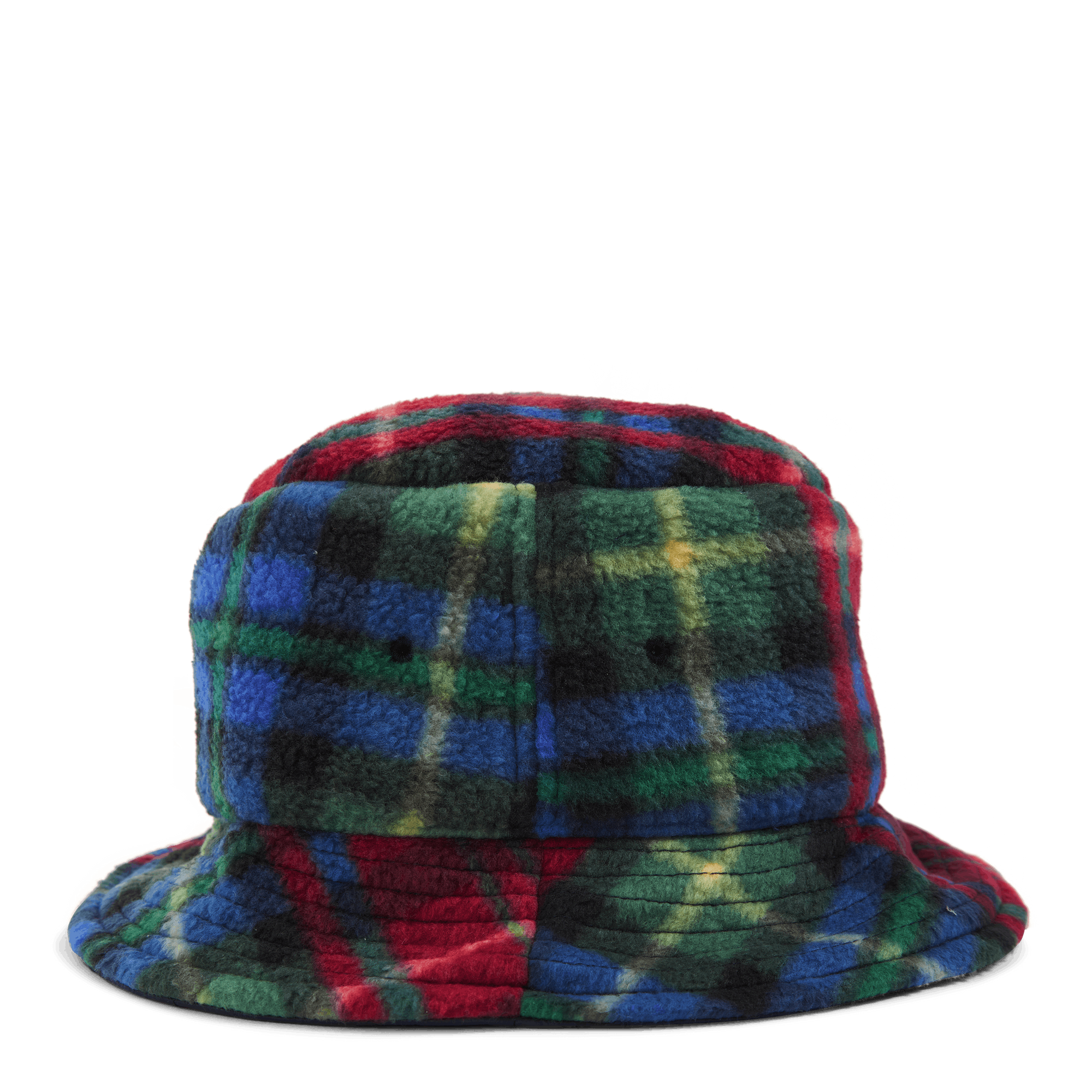 Plaid Fleece Bucket Hat Royal Crimson Plaid