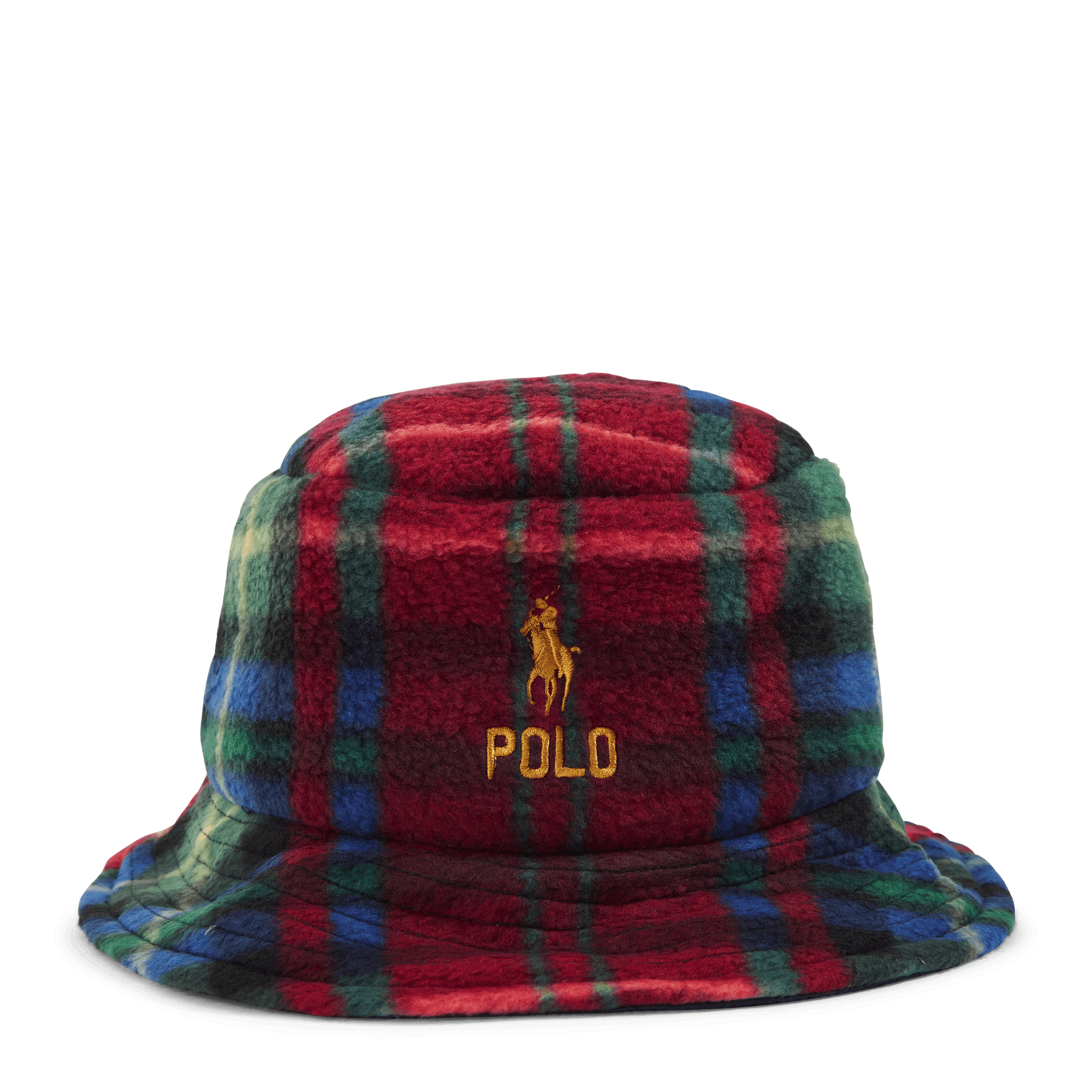 Plaid Fleece Bucket Hat Royal Crimson Plaid