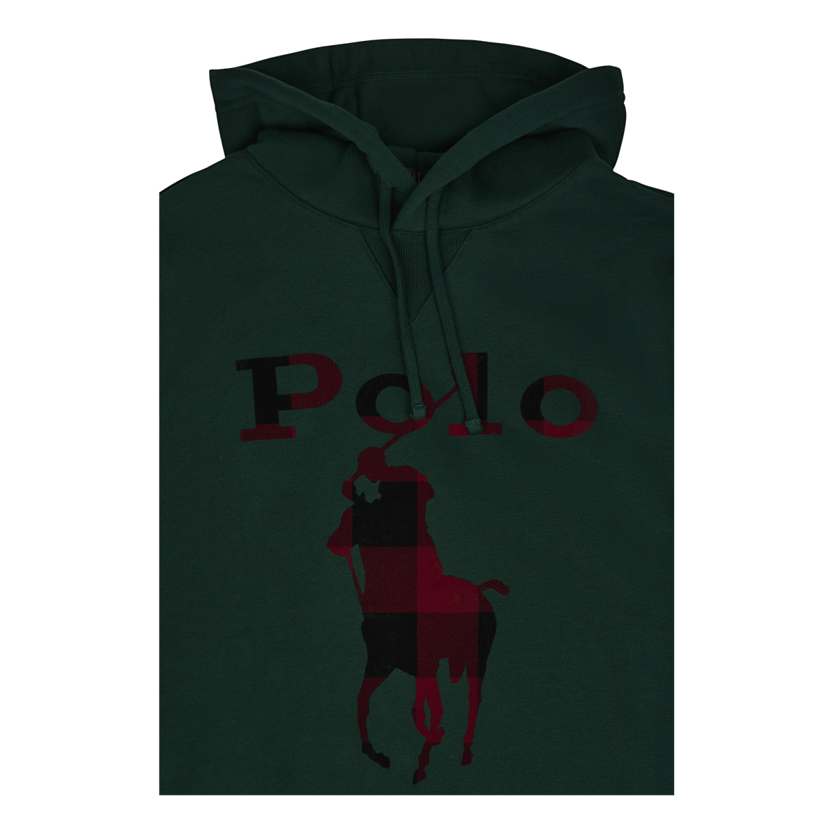 Checked Big Pony Logo Fleece Hoodie College Green