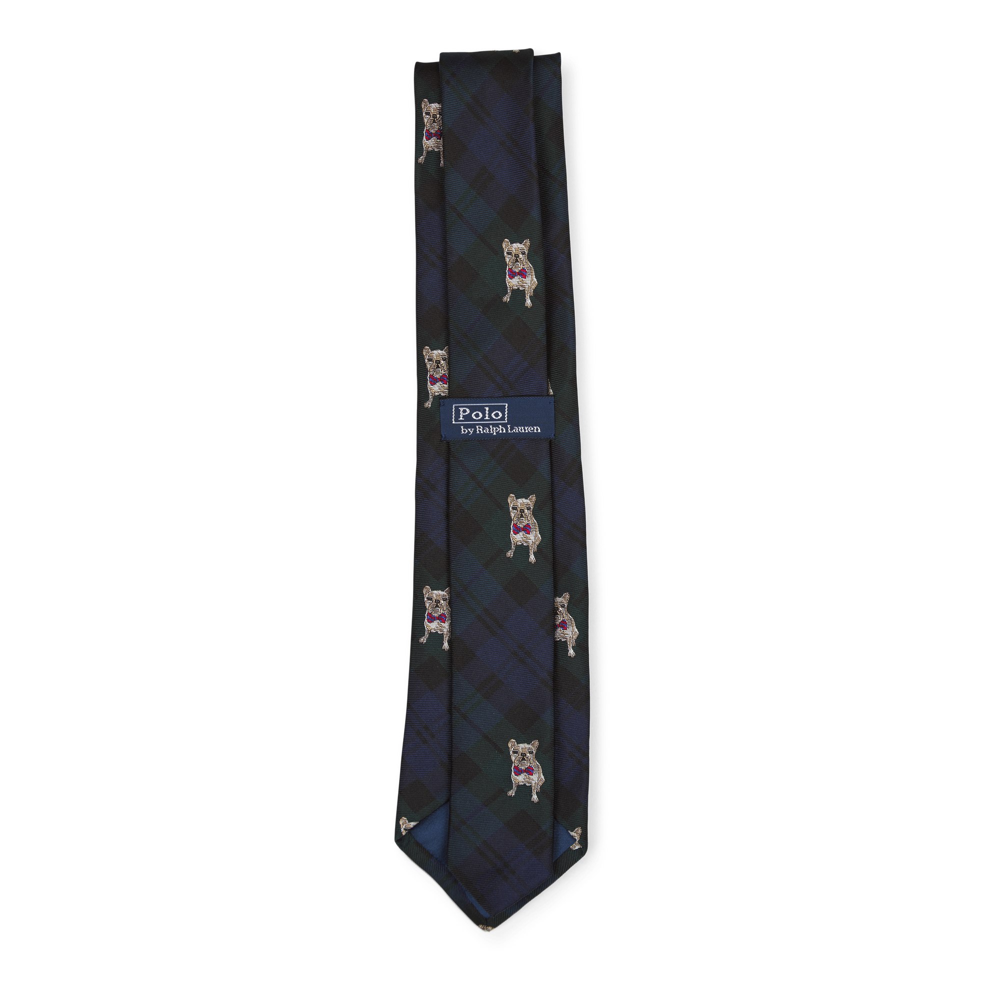 Frenchie-Dog Silk Repp Club Tie Navy