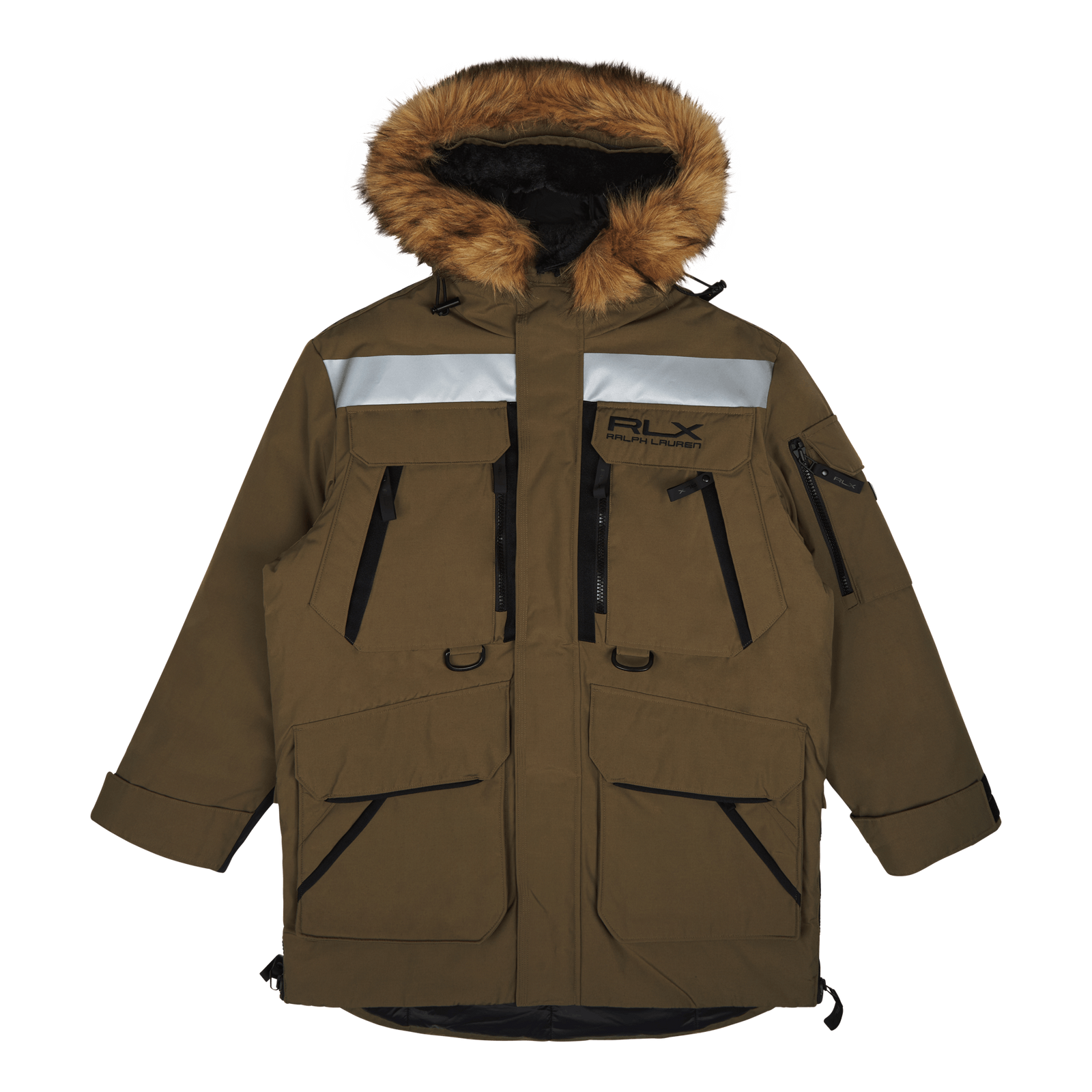 Faux-Fur-Trim Water-Repellent Parka Fall Sage