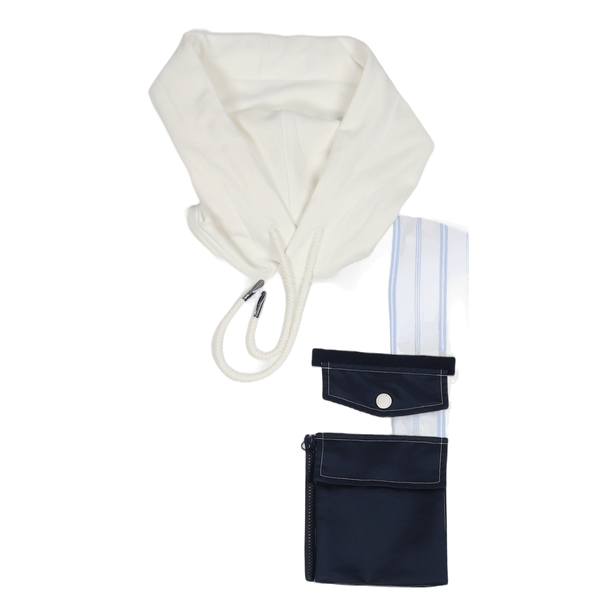 Jersey Shirting Panelled Hoodi White