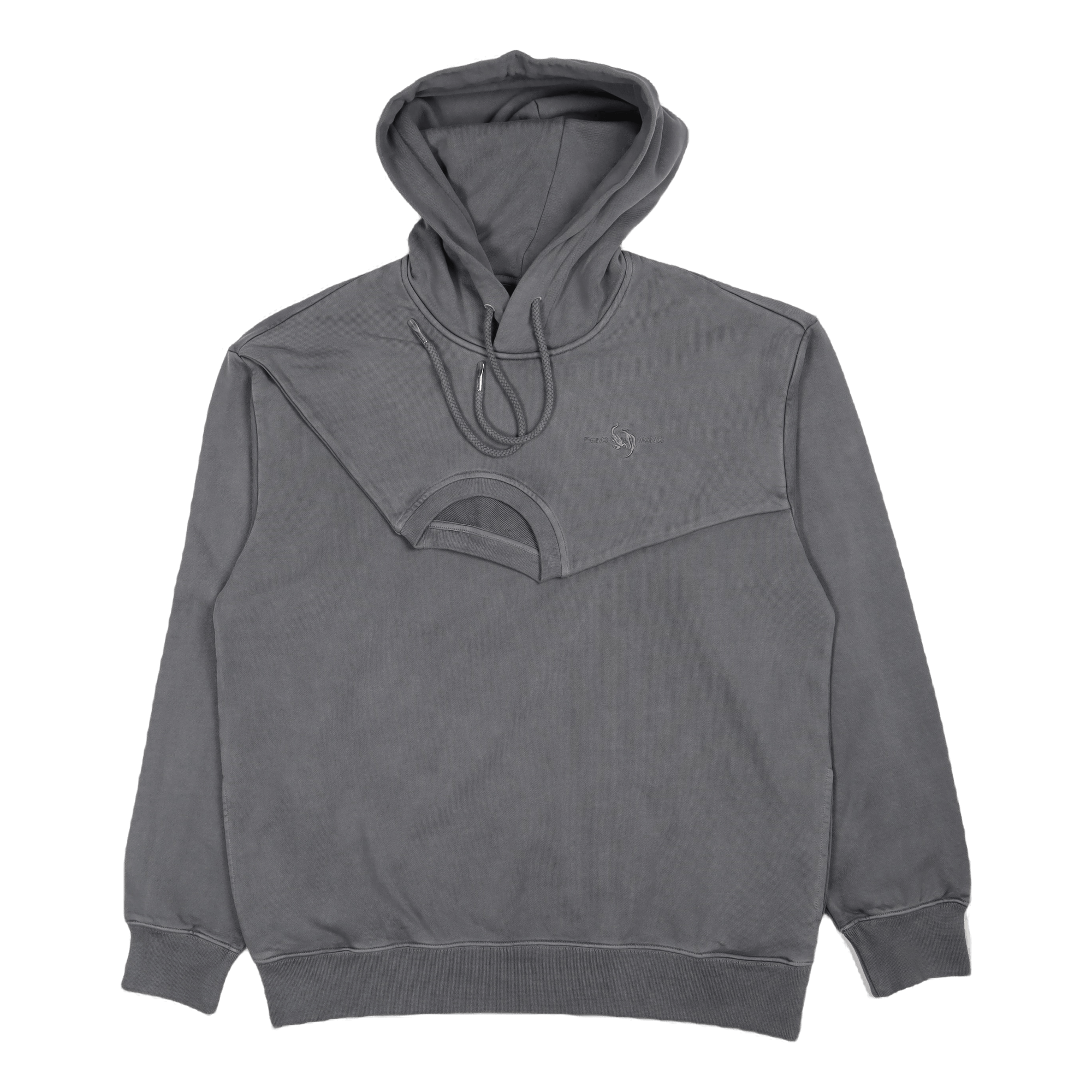 Plant Dye Double Collar Hoodie Dark Grey