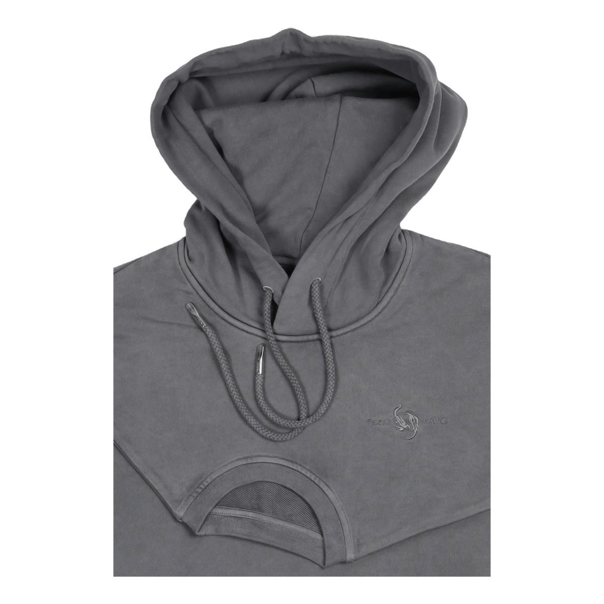 Plant Dye Double Collar Hoodie Dark Grey