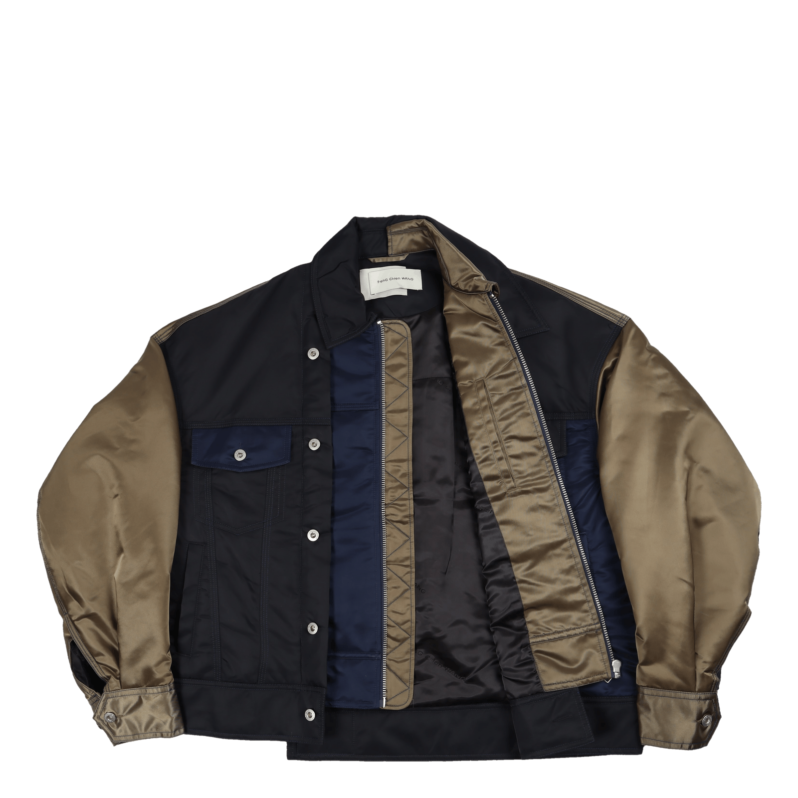 Deconstructed Nylon Panelled J Kahki/black/navy