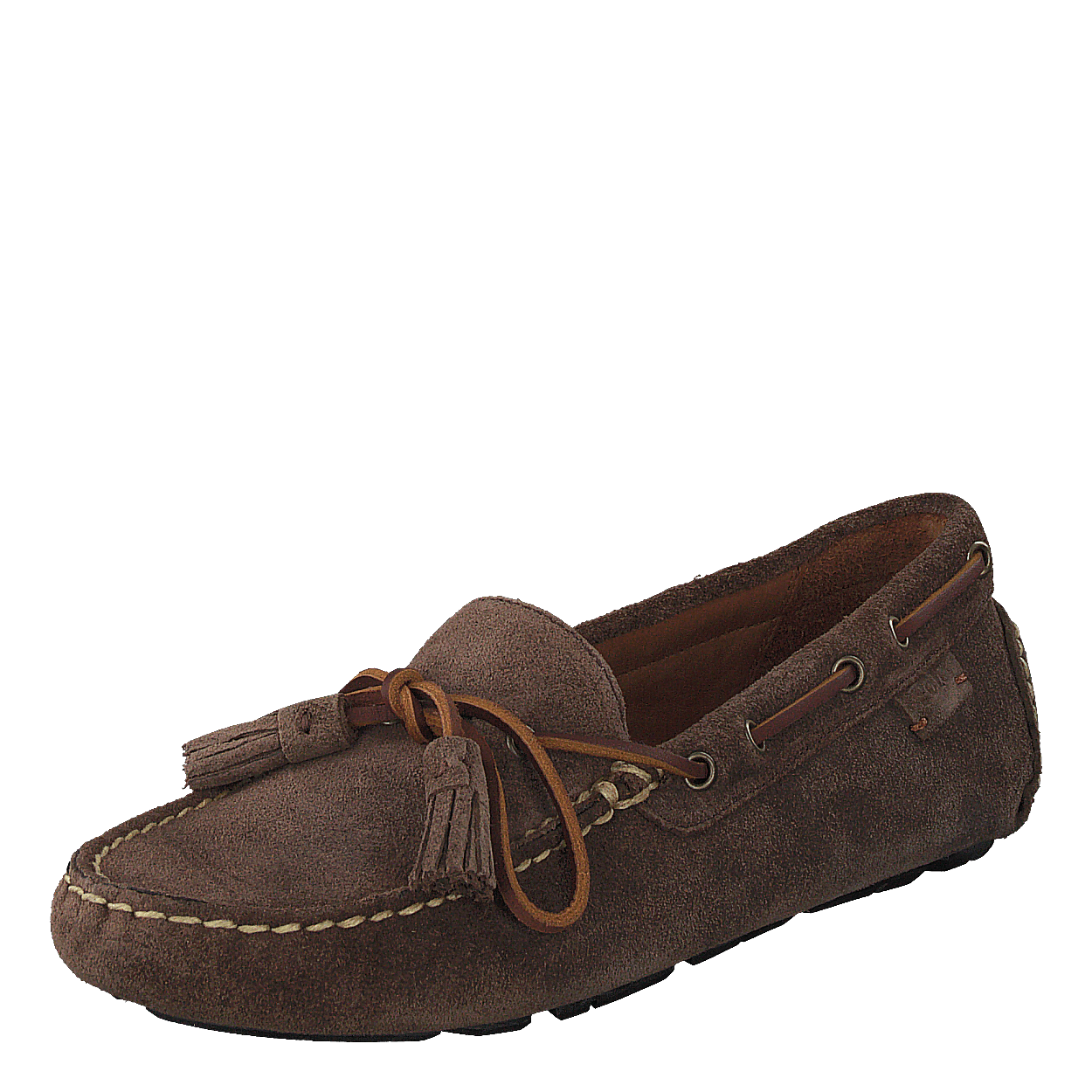 Anders Tasseled Suede Driver Chocolate Brown
