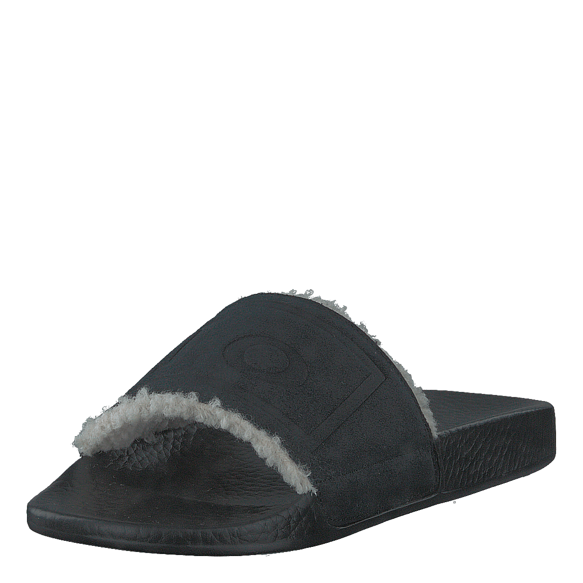 Faux-Shearling–Lined Suede Slide Black